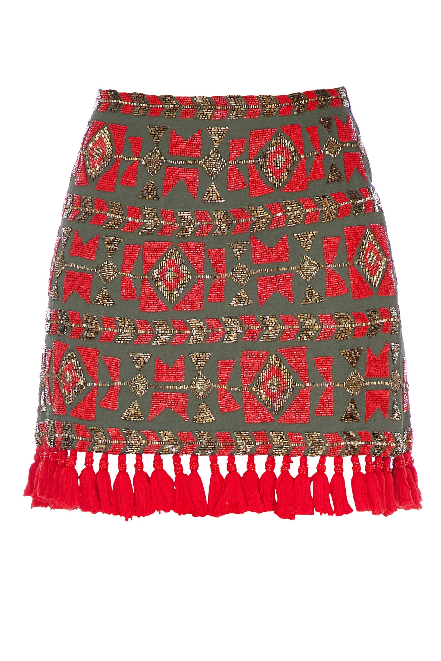 Buy Surily G Green Tassel Mini Skirt Online | Aza Fashions
