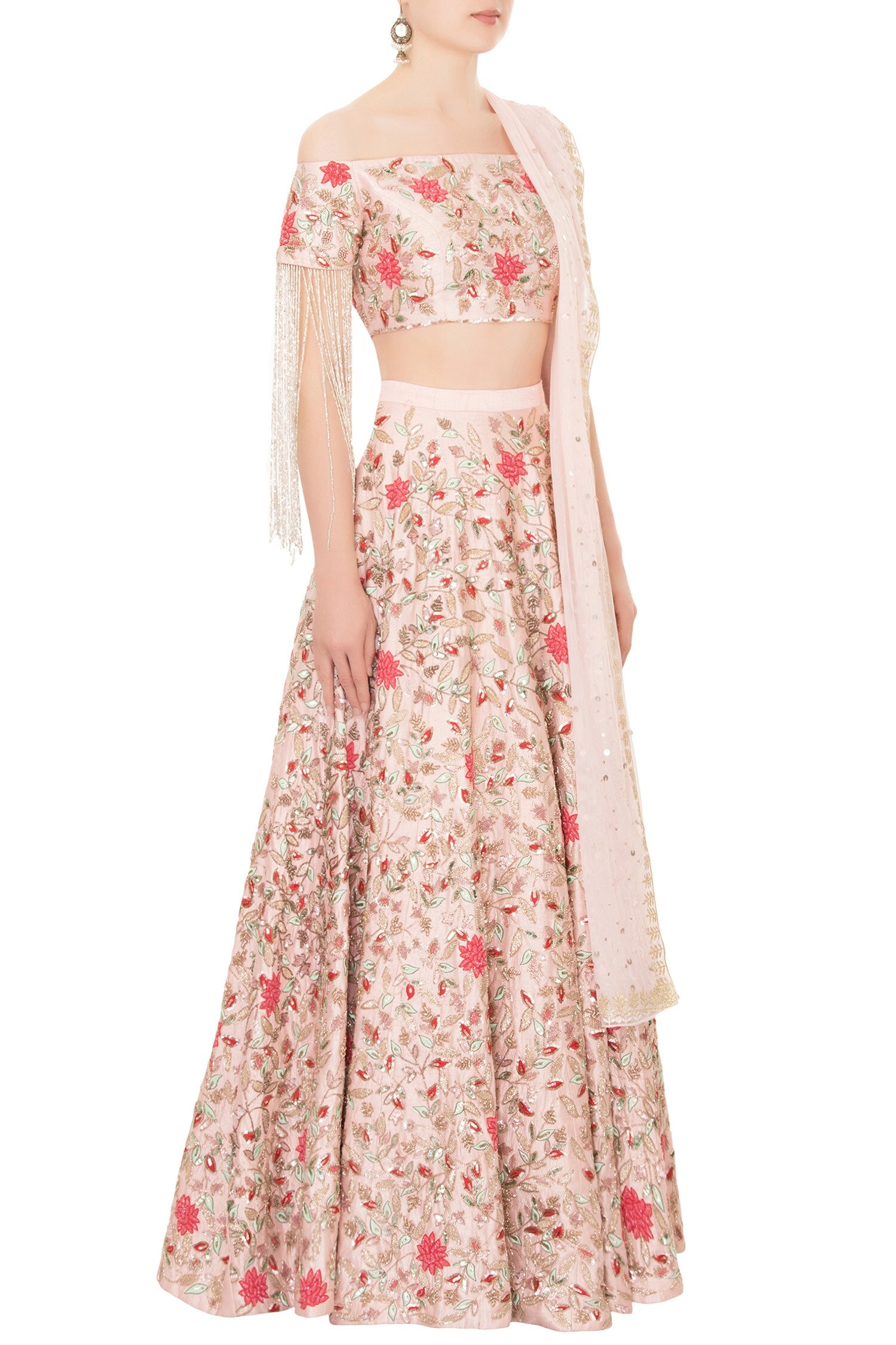 Buy Mani Bhatia Pink Embroidered Lehenga Set Online | Aza Fashions