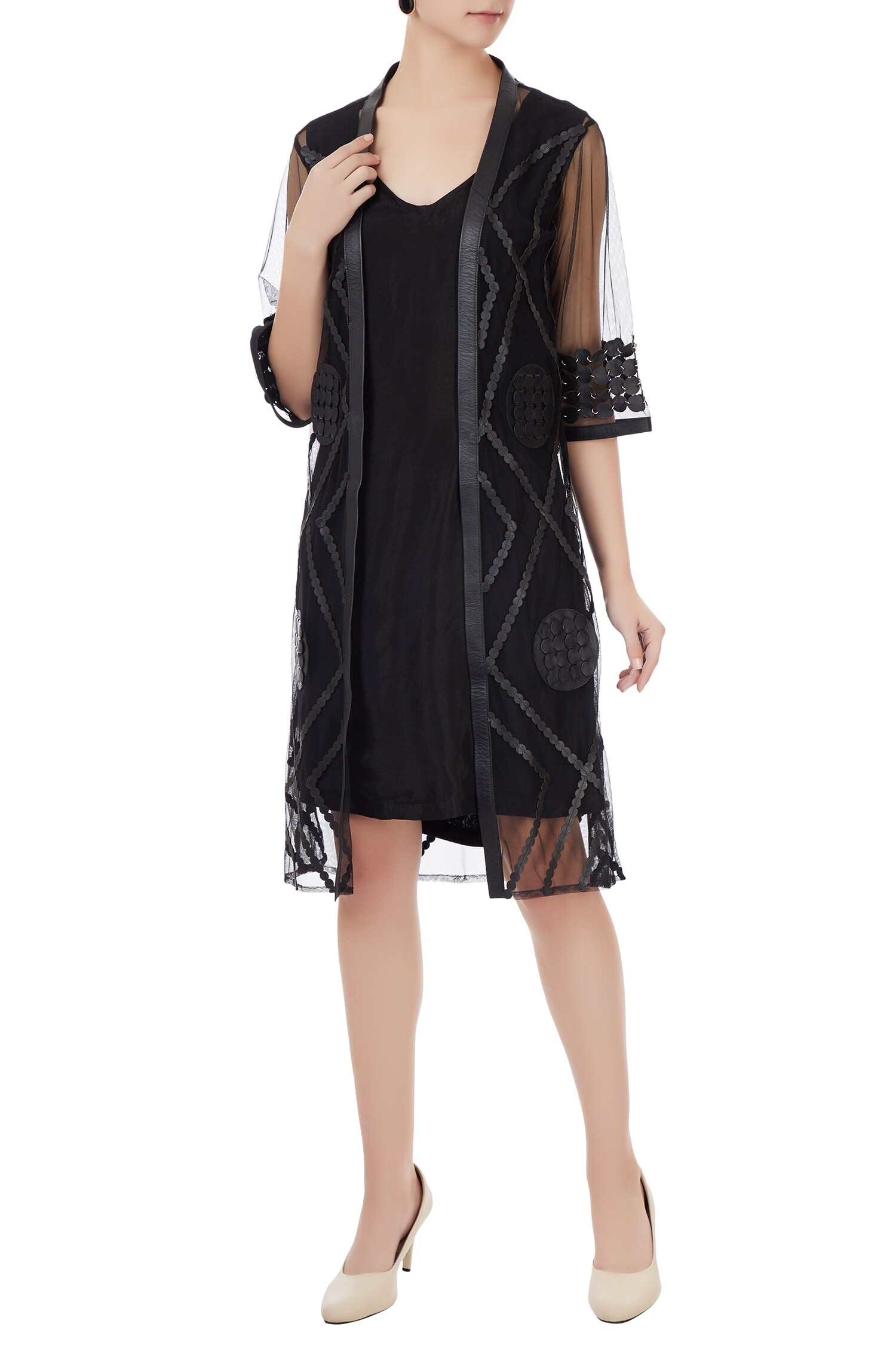 Buy Devina Juneja Black Sheer Long Jacket Online Aza Fashions