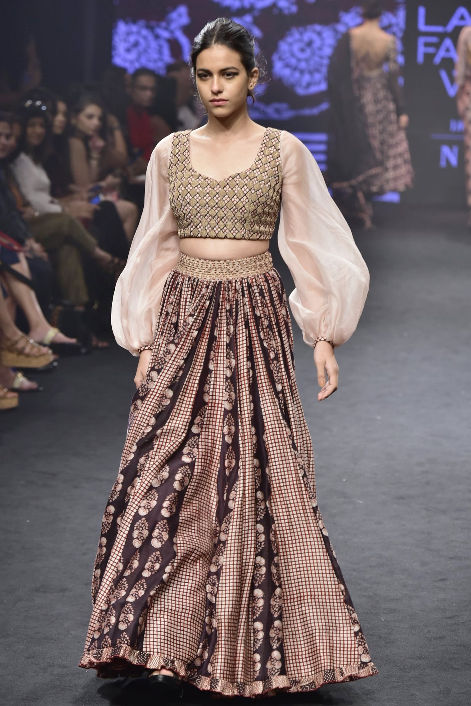 PUNIT BALANA Pink Chanderi Silk Printed Lehenga Set