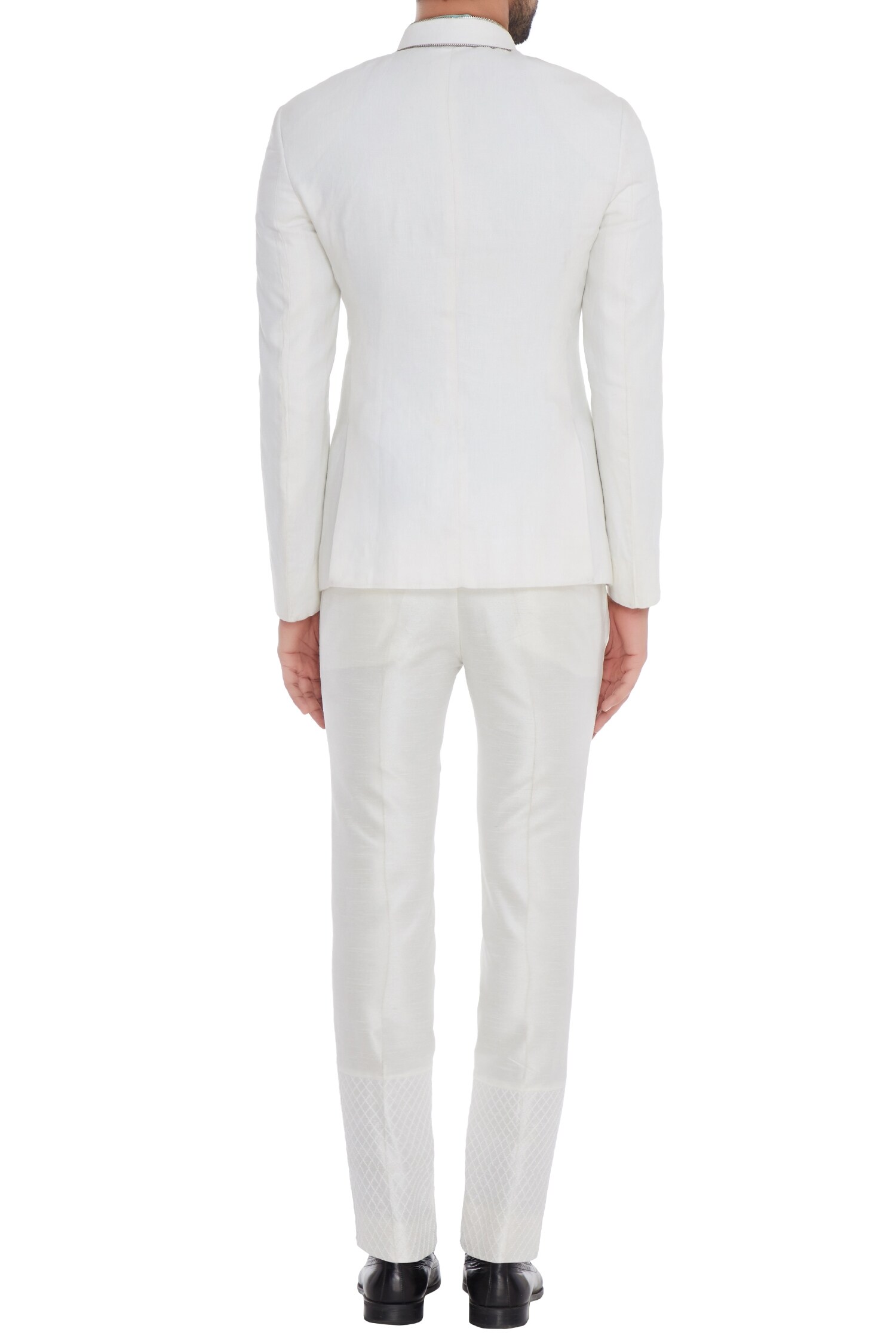 Buy Mapxencars - Men White Suiting Fabric Zipper Jacket And Pant Set ...