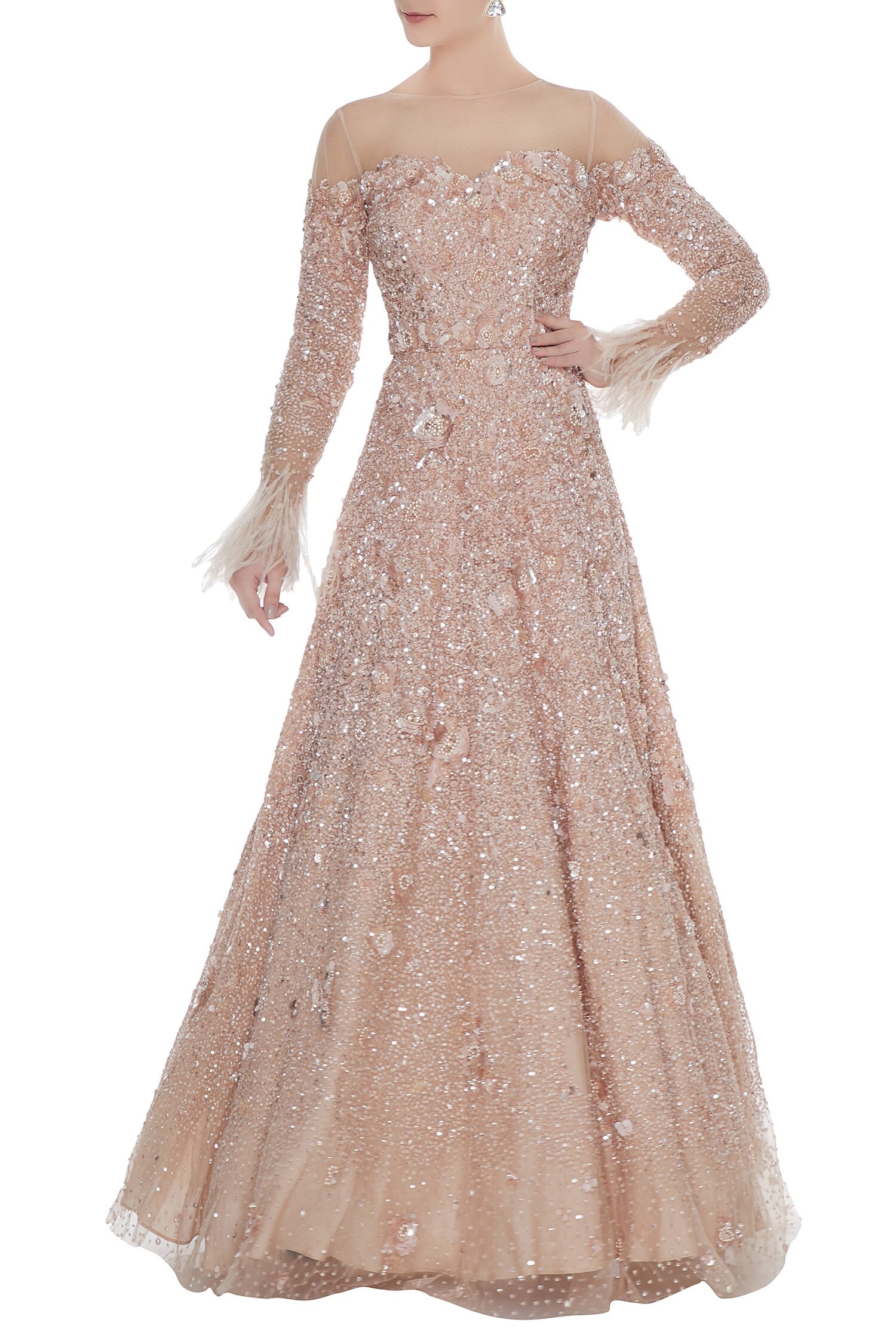 Buy Nadine Dhody Brown Embellished Gown Online | Aza Fashions
