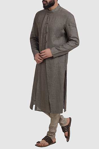 Gray Kurta Dhupion Silk Chudidaar main image 1