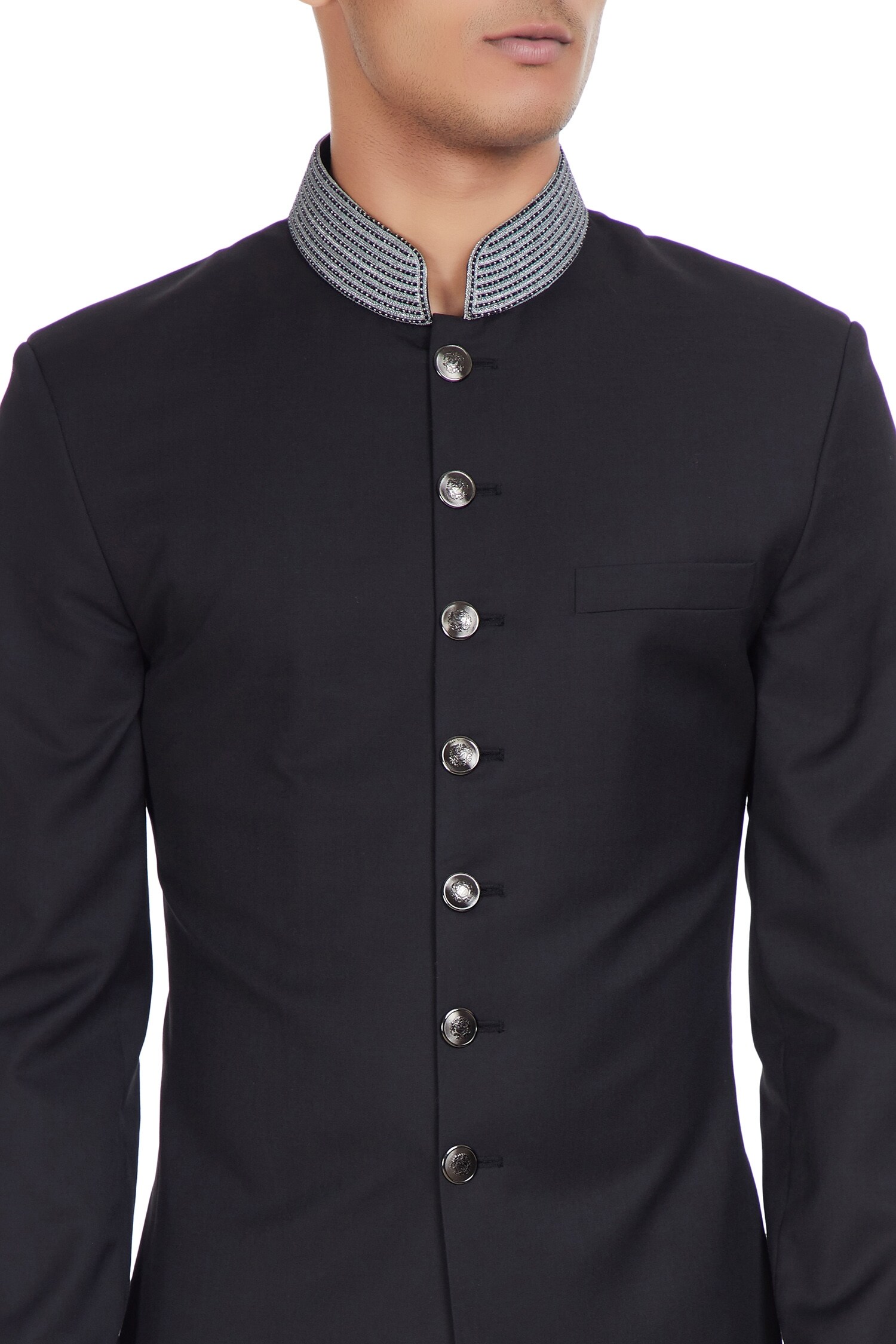Buy Paresh Lamba Embroidered collar sherwani with regimental buttons. Online Aza Fashions
