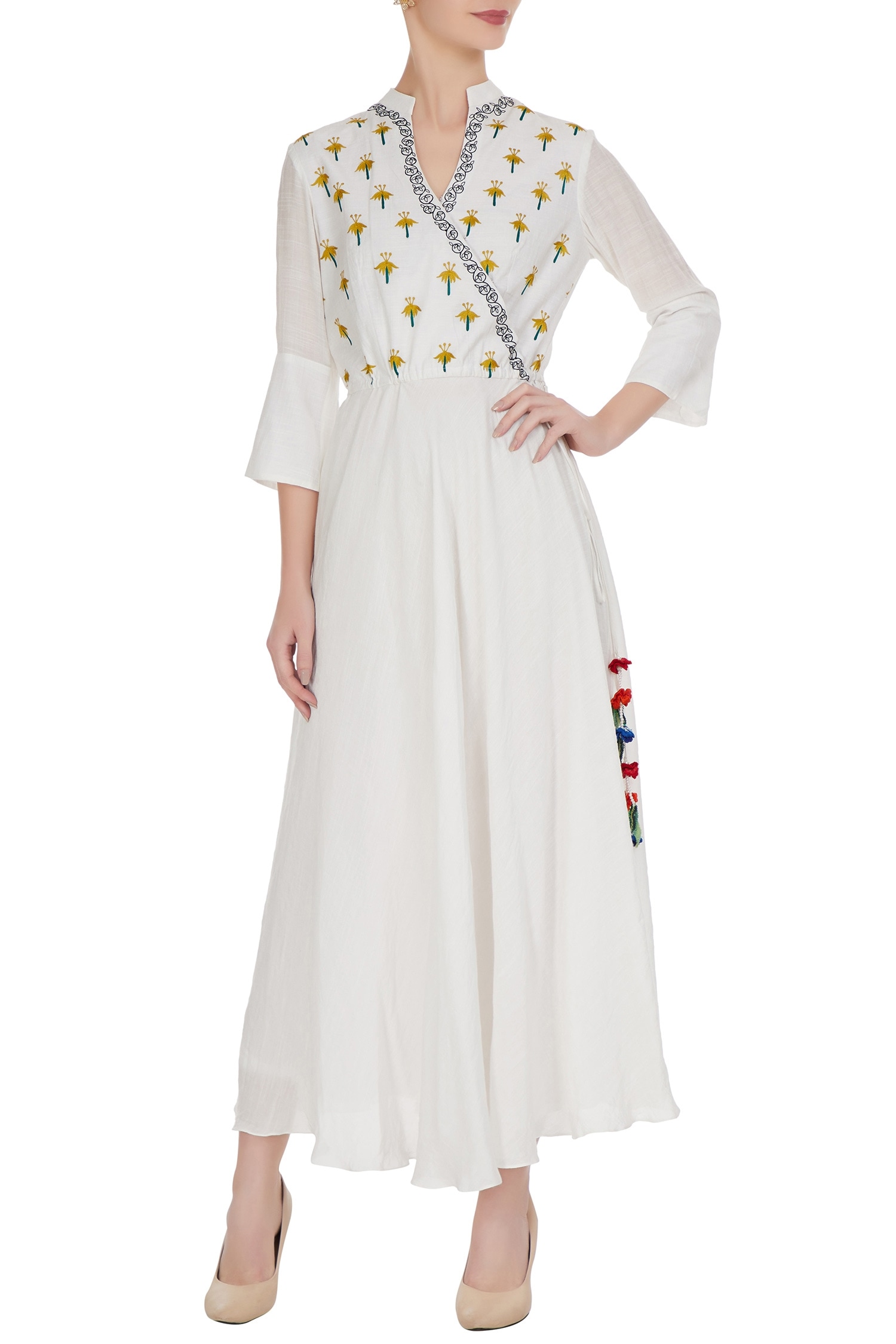 white angrakha frock