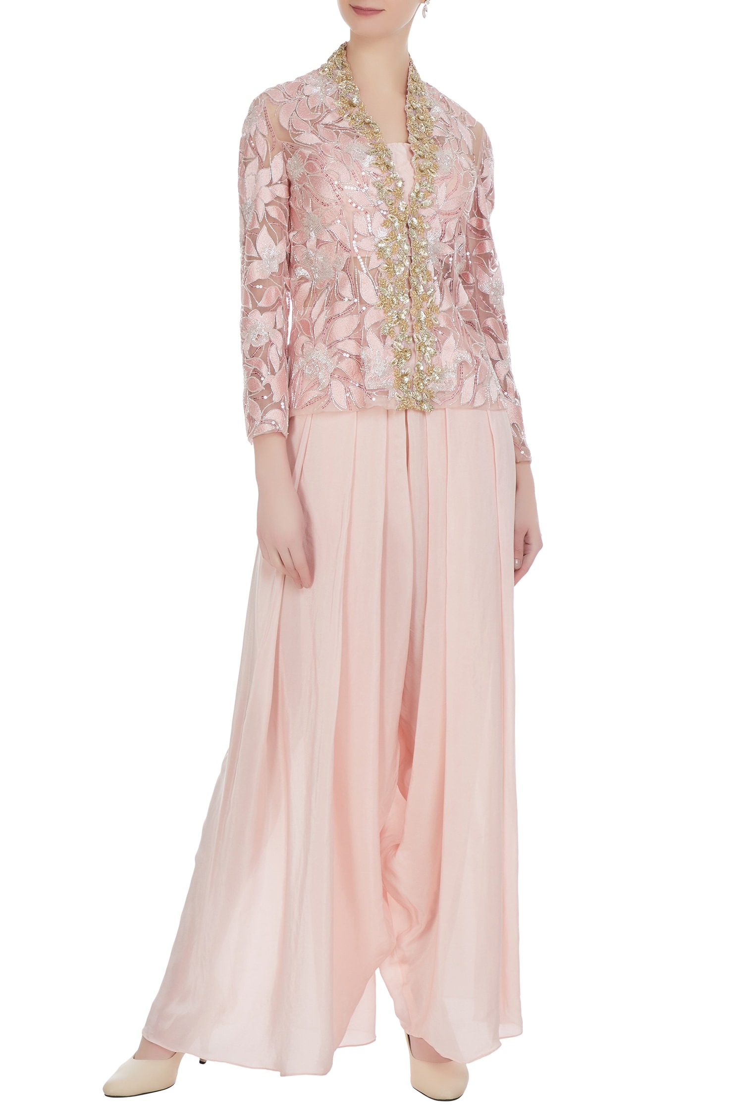 Buy Mani Bhatia Pink Resham And Sequin Embroidered Organza Jacket Set Online Aza Fashions