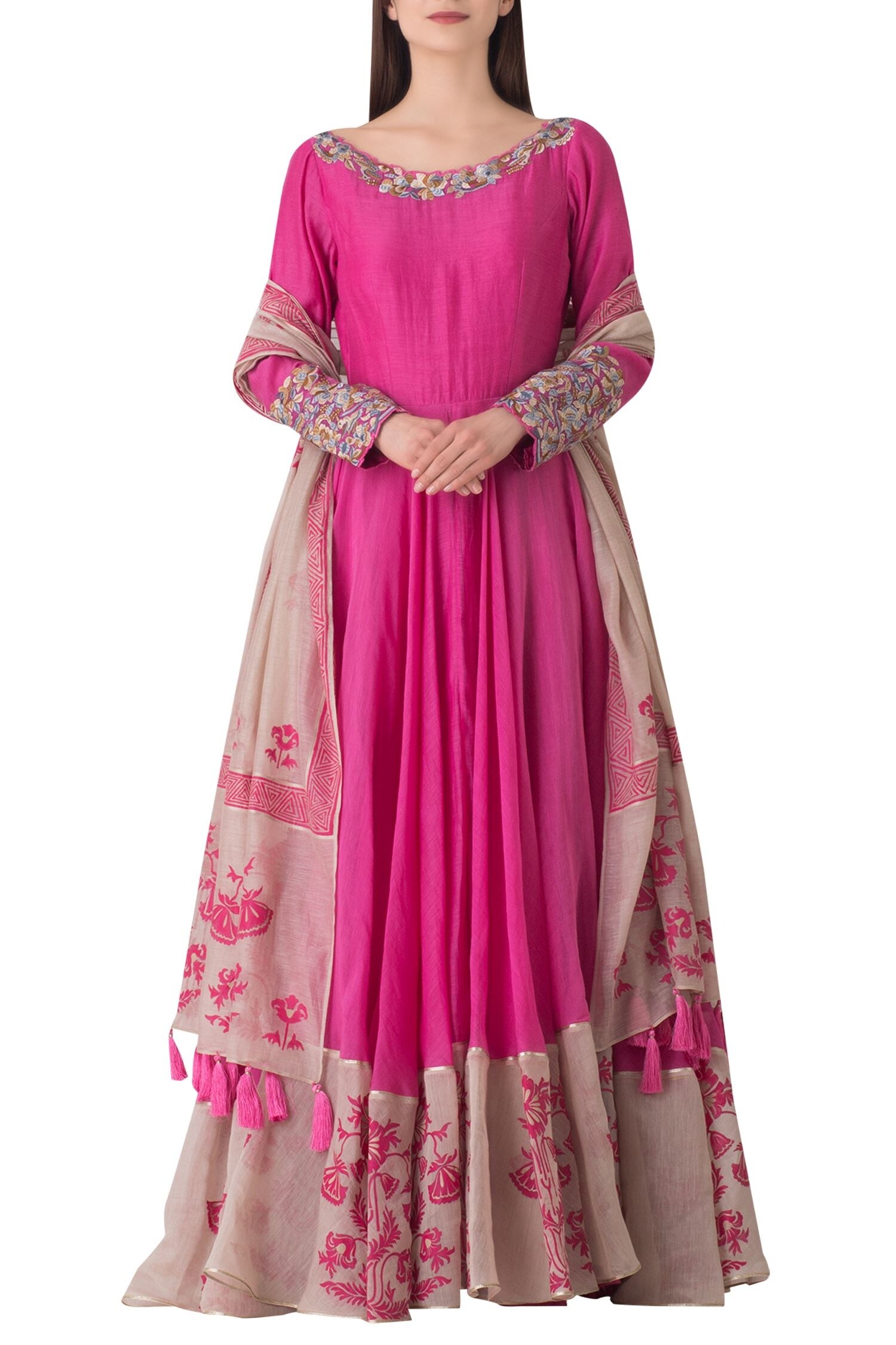 pink cotton anarkali