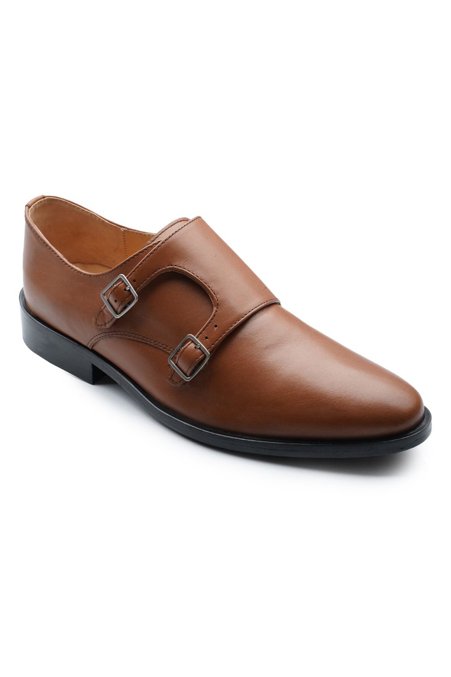 Buy Rapawalk Brown Italian Soft Leather Double Strap Monk Shoes Online ...