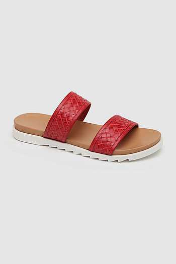 Buy Tissr Leather Textured Double Strap Sandals Online | Aza Fashions