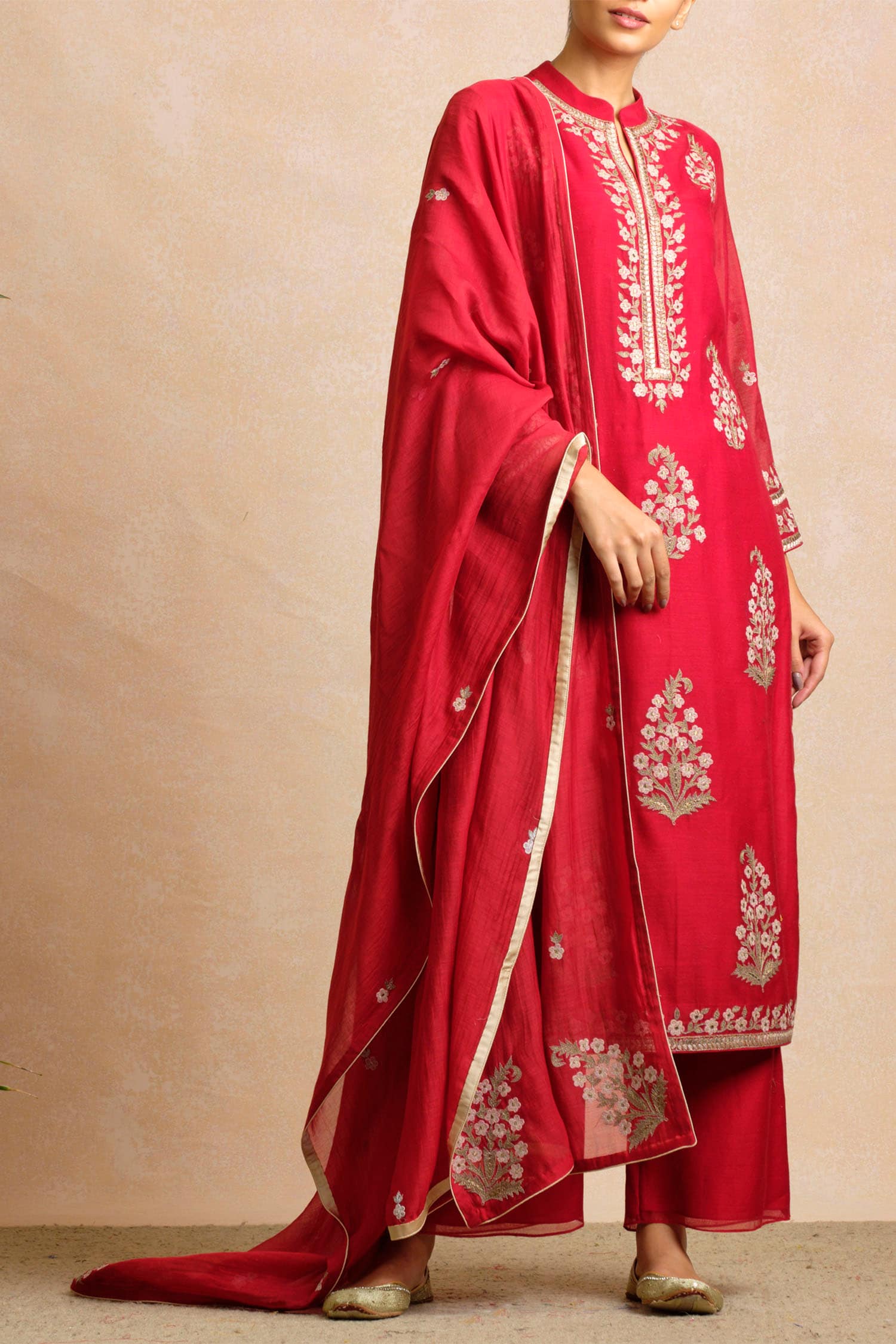 Buy Sue Mue Red Maheshwari Handloom Kurta Set Online Aza Fashions