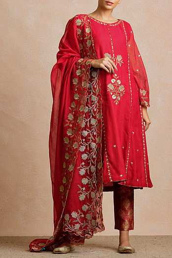 Aqua Blue - Traditional Maheshwari Handloom Silk Cotton Kurta with Dupatta Set