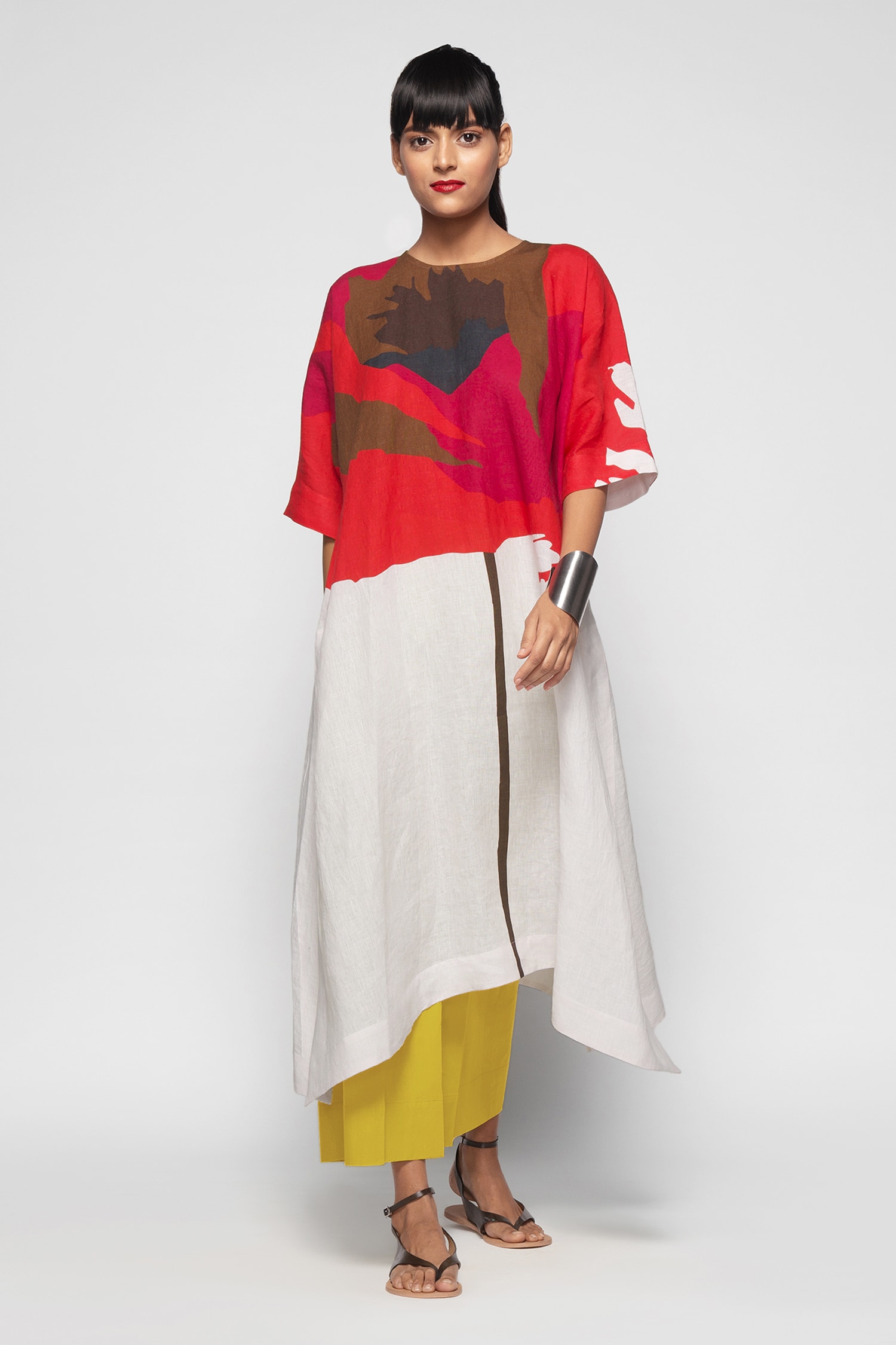 Buy Payal Khandwala White Linen Asymmetric Tunic Online | Aza Fashions
