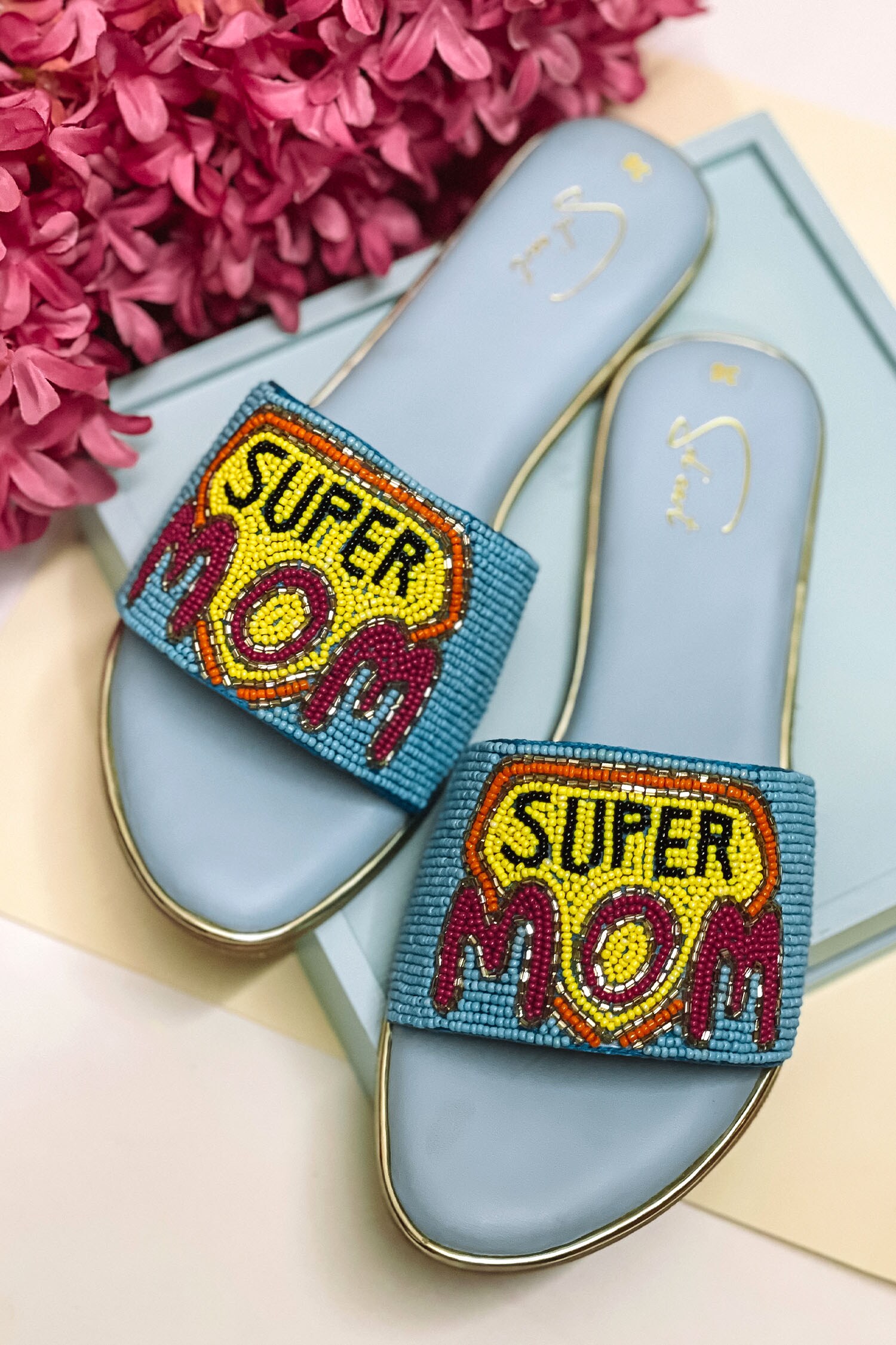 Buy Blue Embroidered Super Mom Flats by Soleart Online at Aza