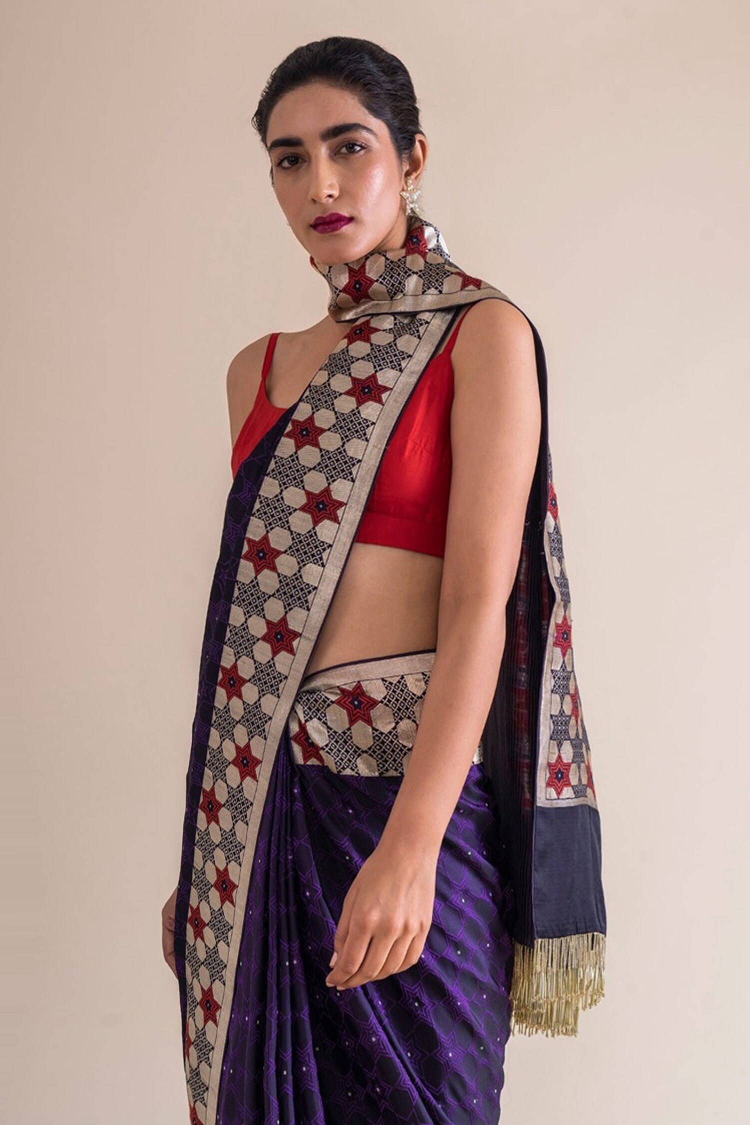 Buy Ekaya Purple Handwoven Silk Saree Online | Aza Fashions