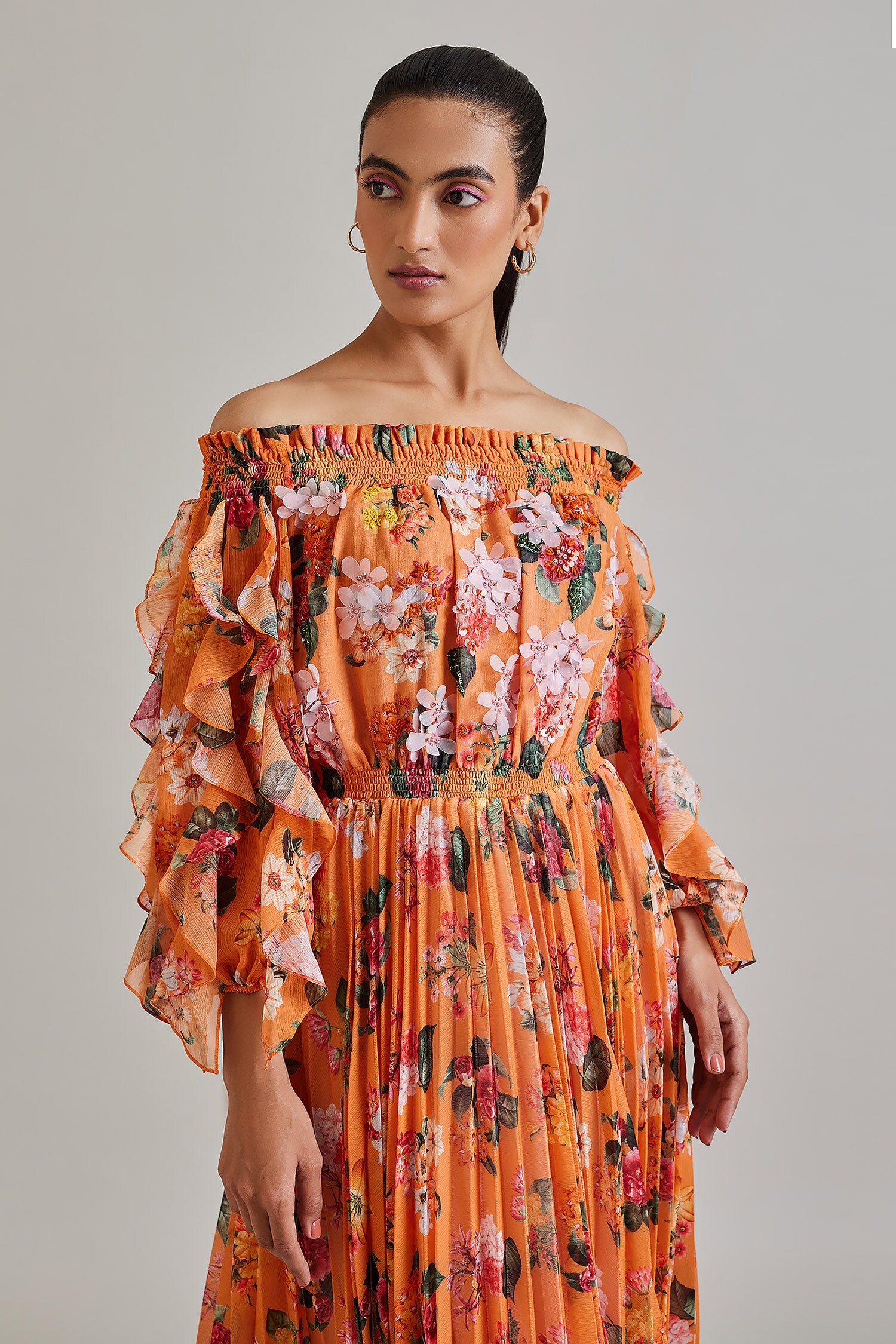 Buy Orange Bandeau Ruffle Dress For Women by Shriya Som Online at Aza  Fashions.