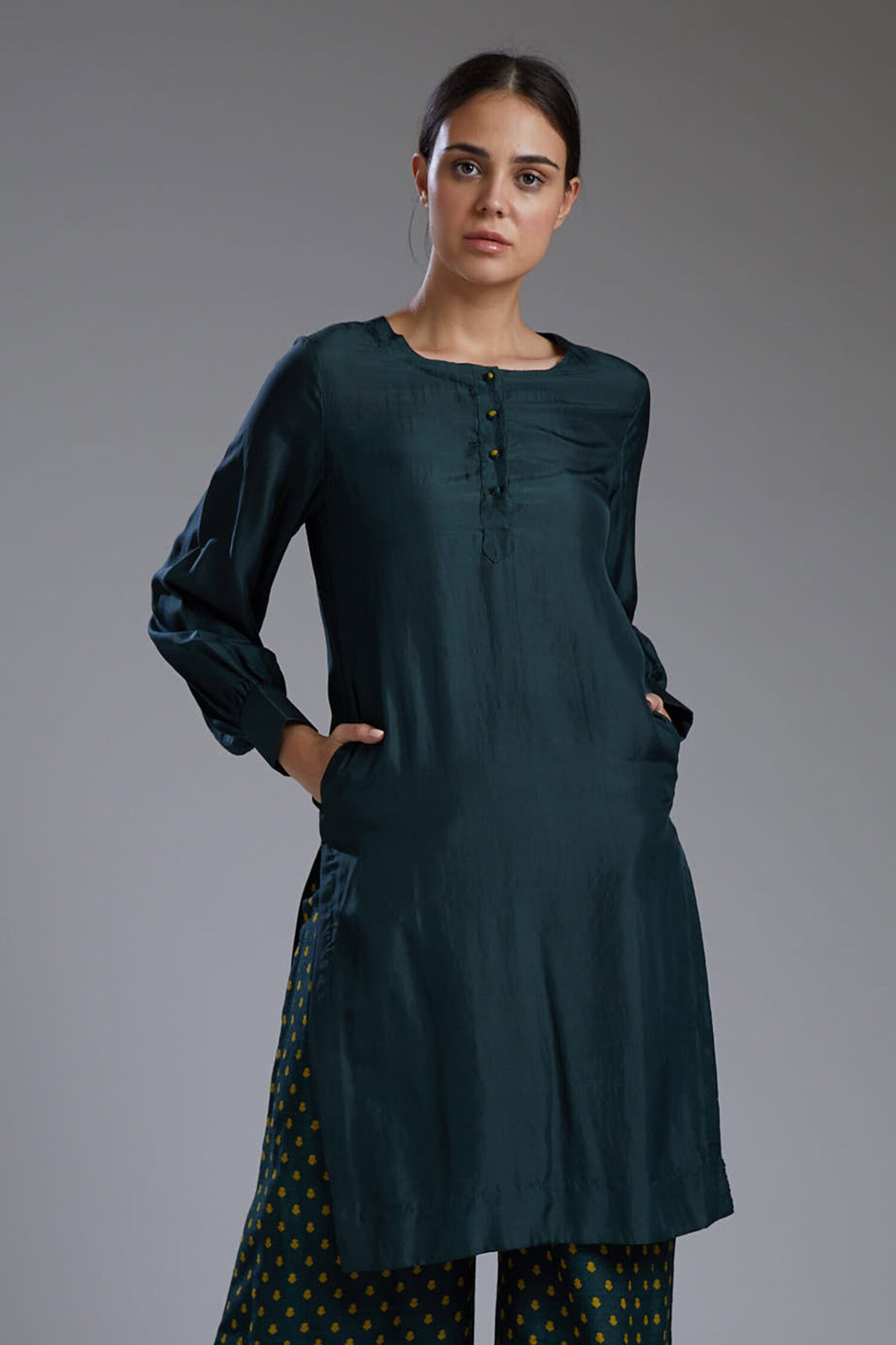 Buy KoAi Green Silk Tunic Online | Aza Fashions