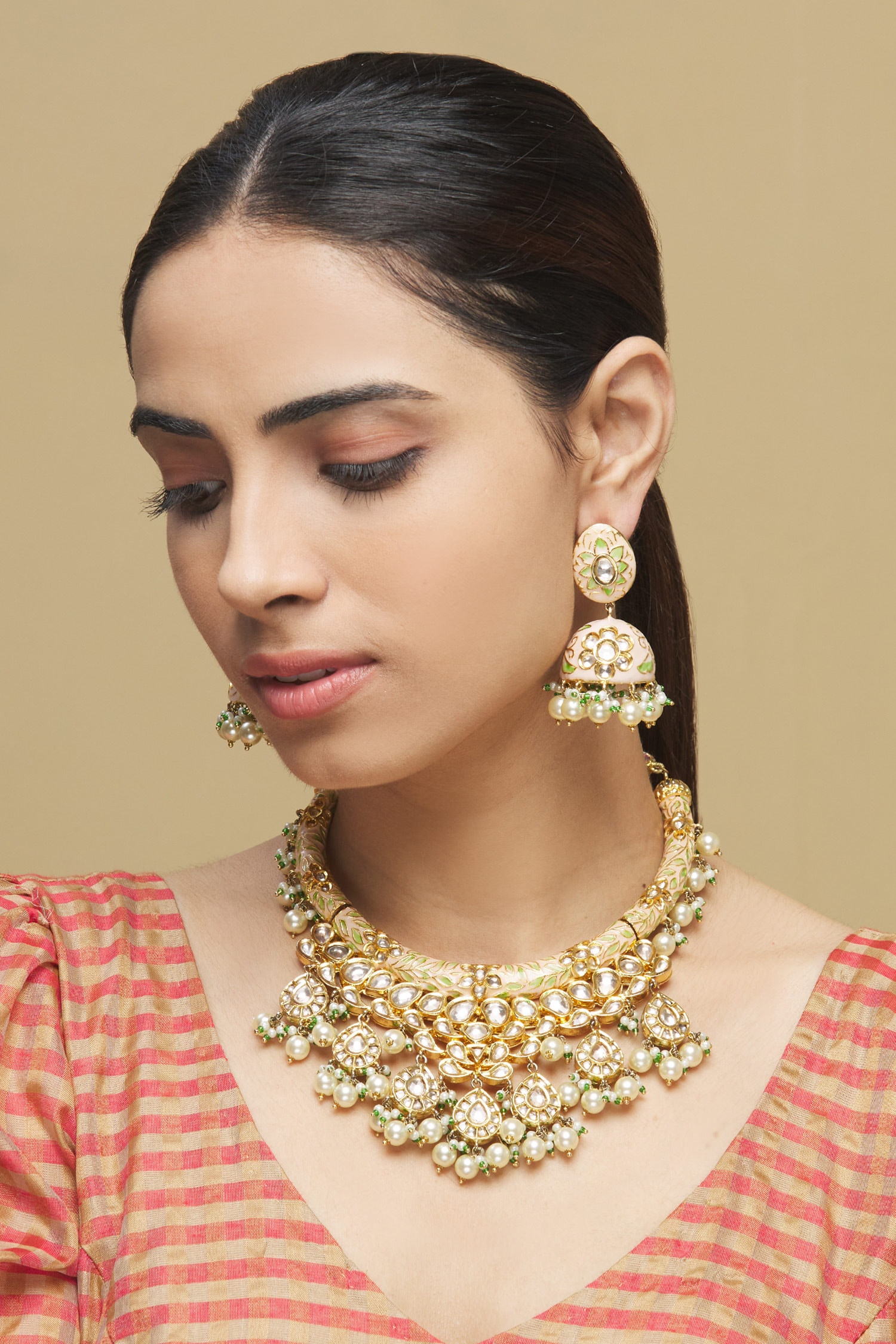 Buy Zevar by Geeta Meenakari Necklace Jewellery Set Online | Aza Fashions