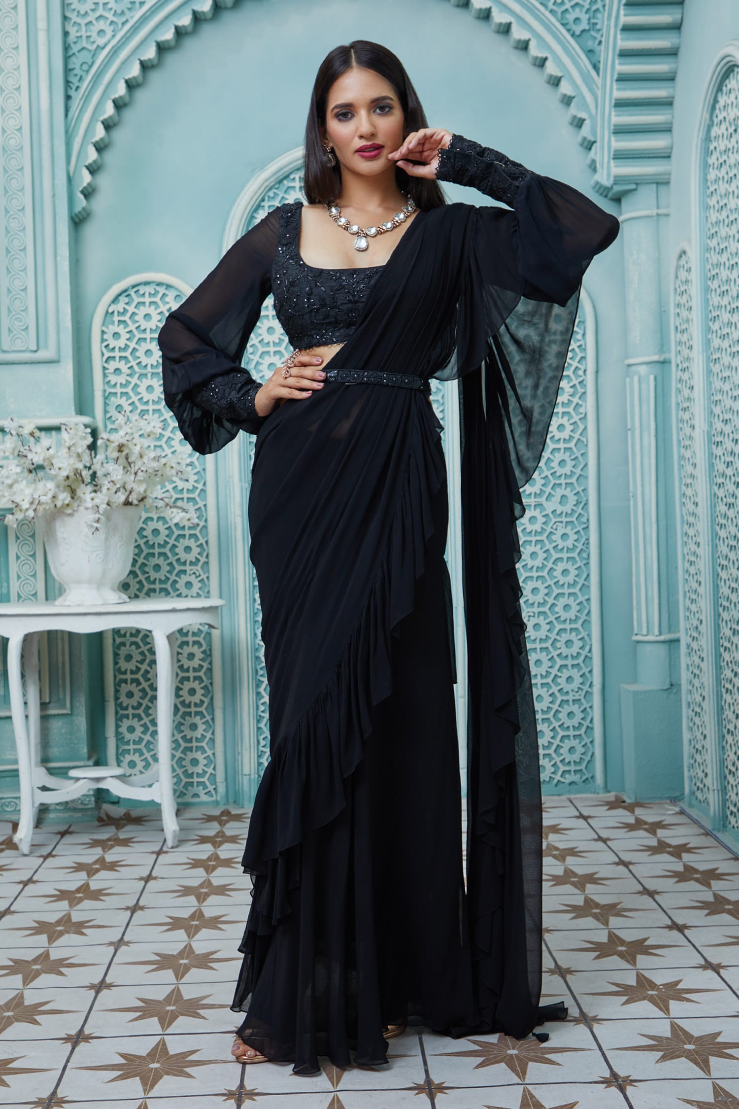 Classic Draped saree Gown – Kuro Clothing India