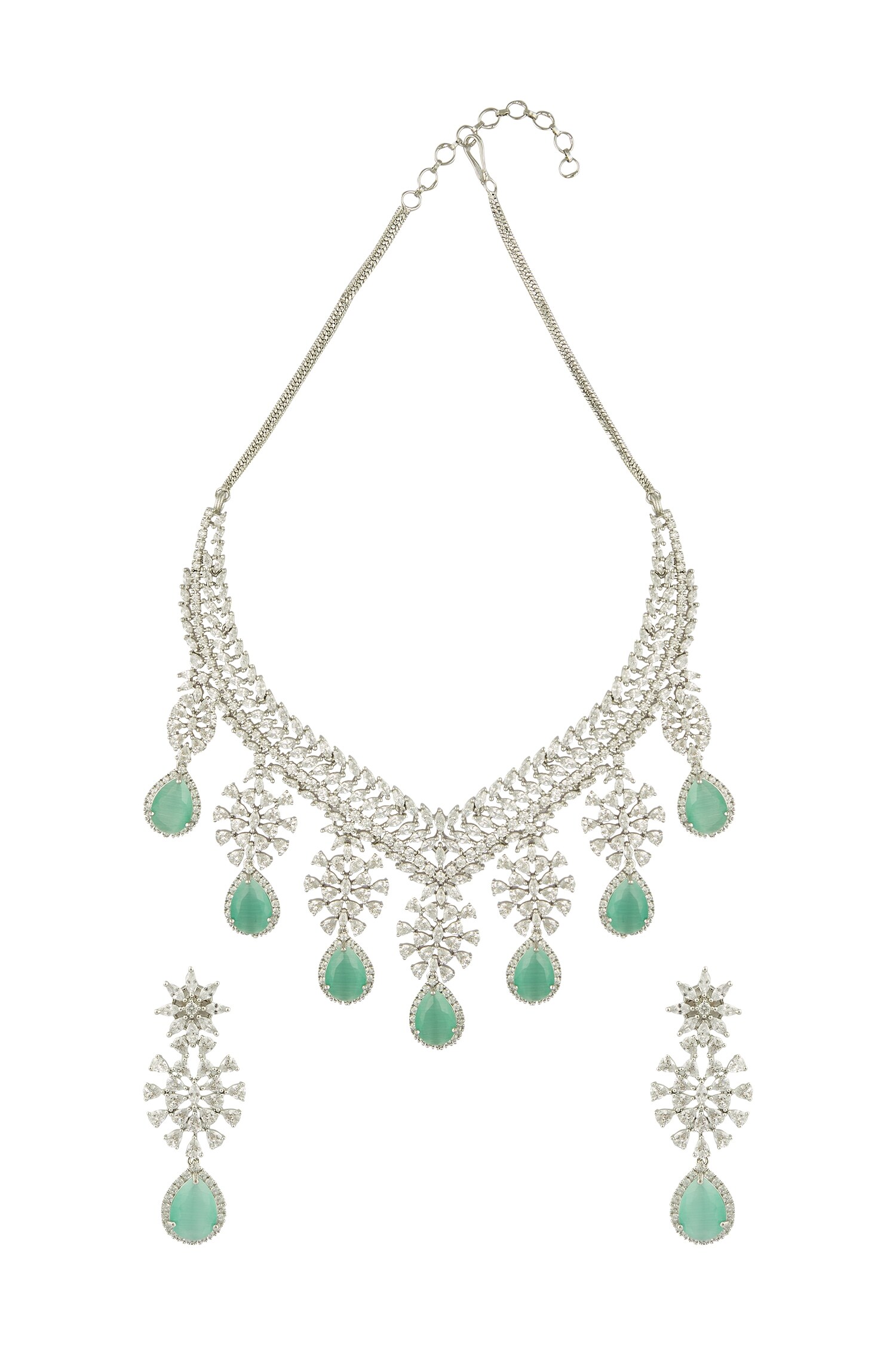 Chaotiq By Arti Handcrafted Floral Drop Necklace Jewellery Set