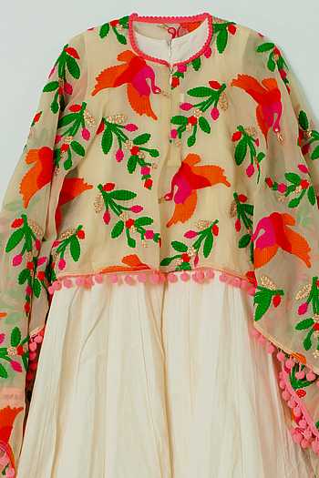 Black Ambi Circle Print Anarkali & Cape