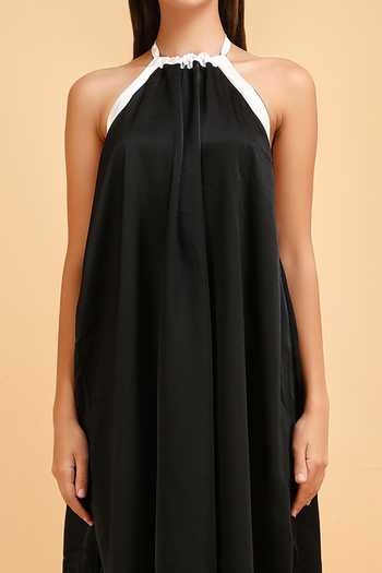 Buy Black Silk, Satin Halter Neck Tent Dress For Women by Label Ivish  Online at Aza Fashions in AE