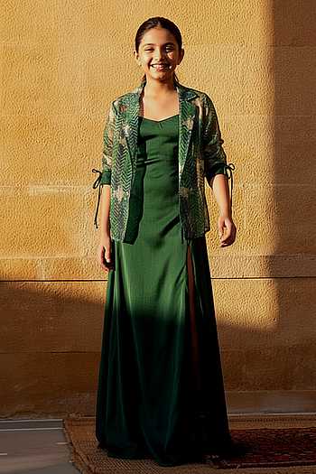 green chevron dress Buy Modal Cowl Neck With Jacket For Girls by Amrood Online at Aza Fashions Chevron chiffon midi dress