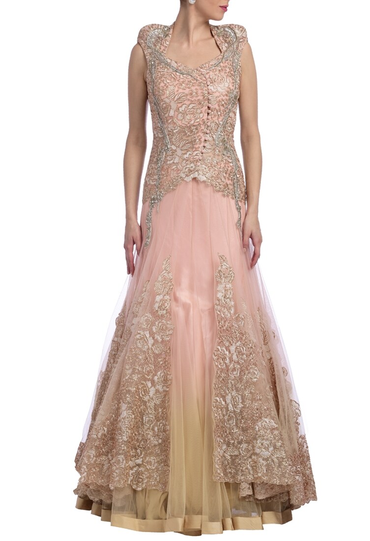 pink gold lehenga