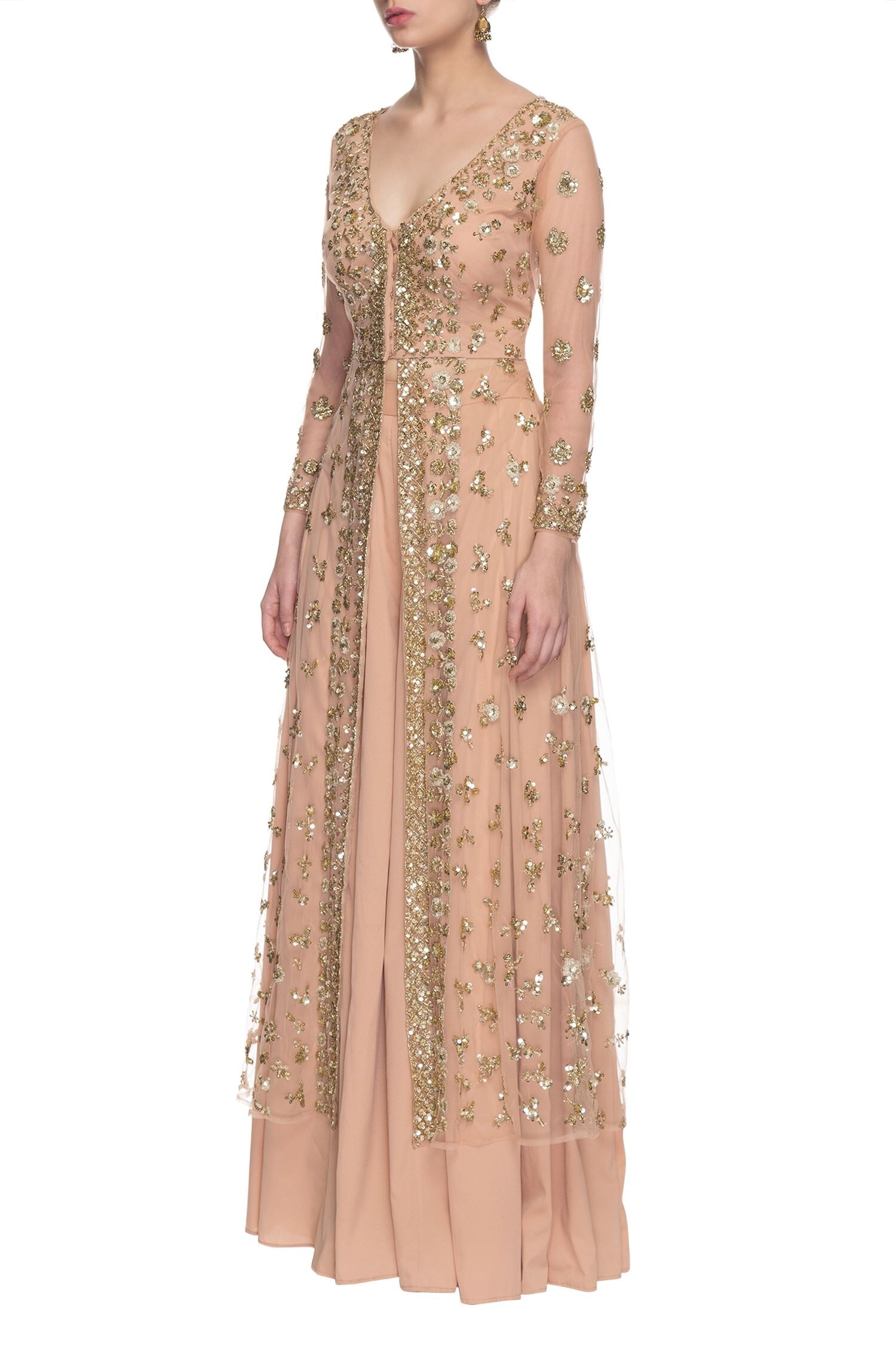 Buy Astha Narang Peach Embroidered Kurta Palazzo Set Online Aza Fashions