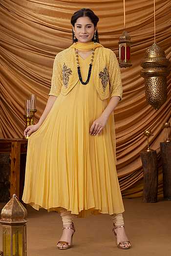 Buy Ruh Clothing Yellow Georgette 