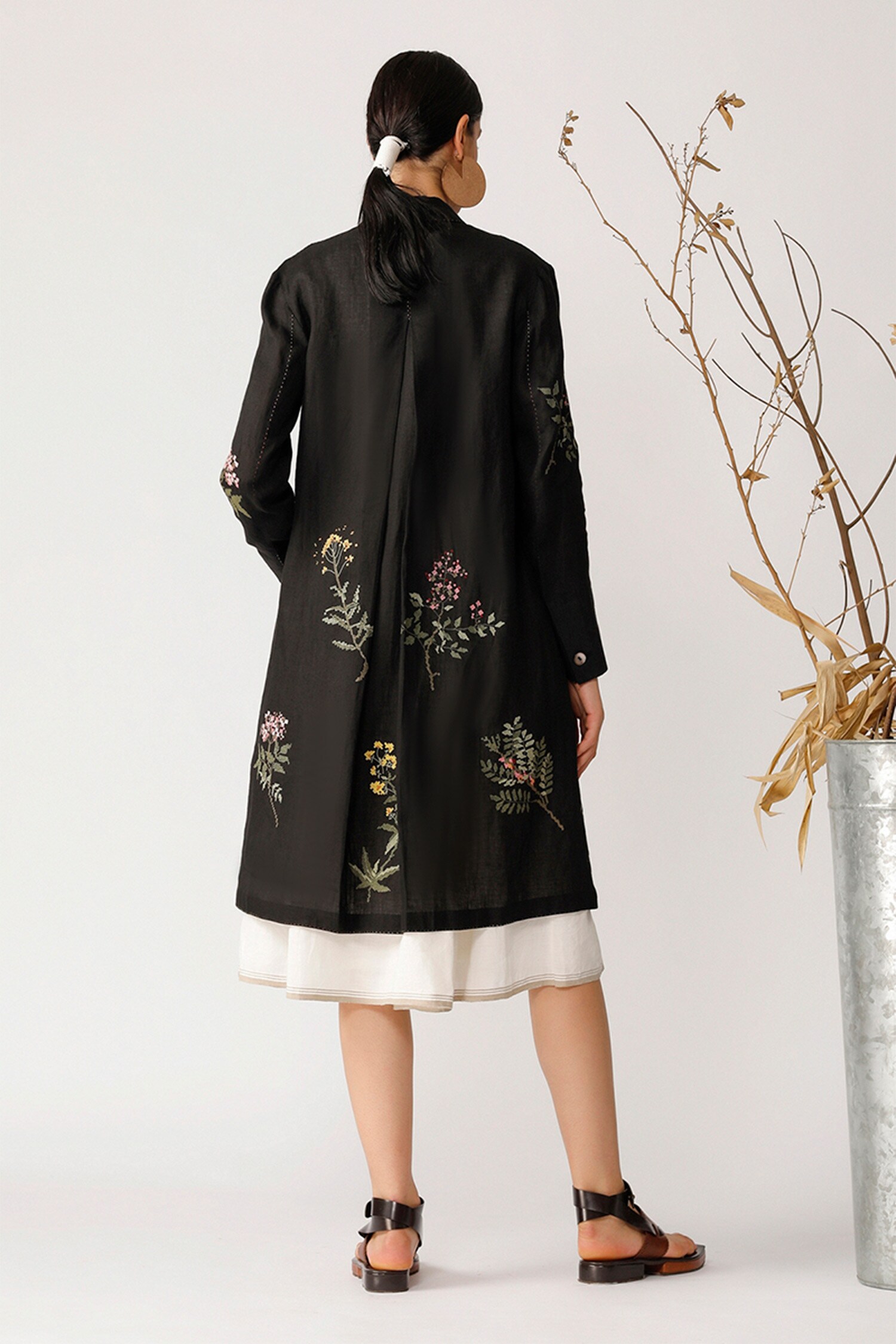 Buy Payal Pratap Black Linen Embroidered Jacket Online Aza Fashions