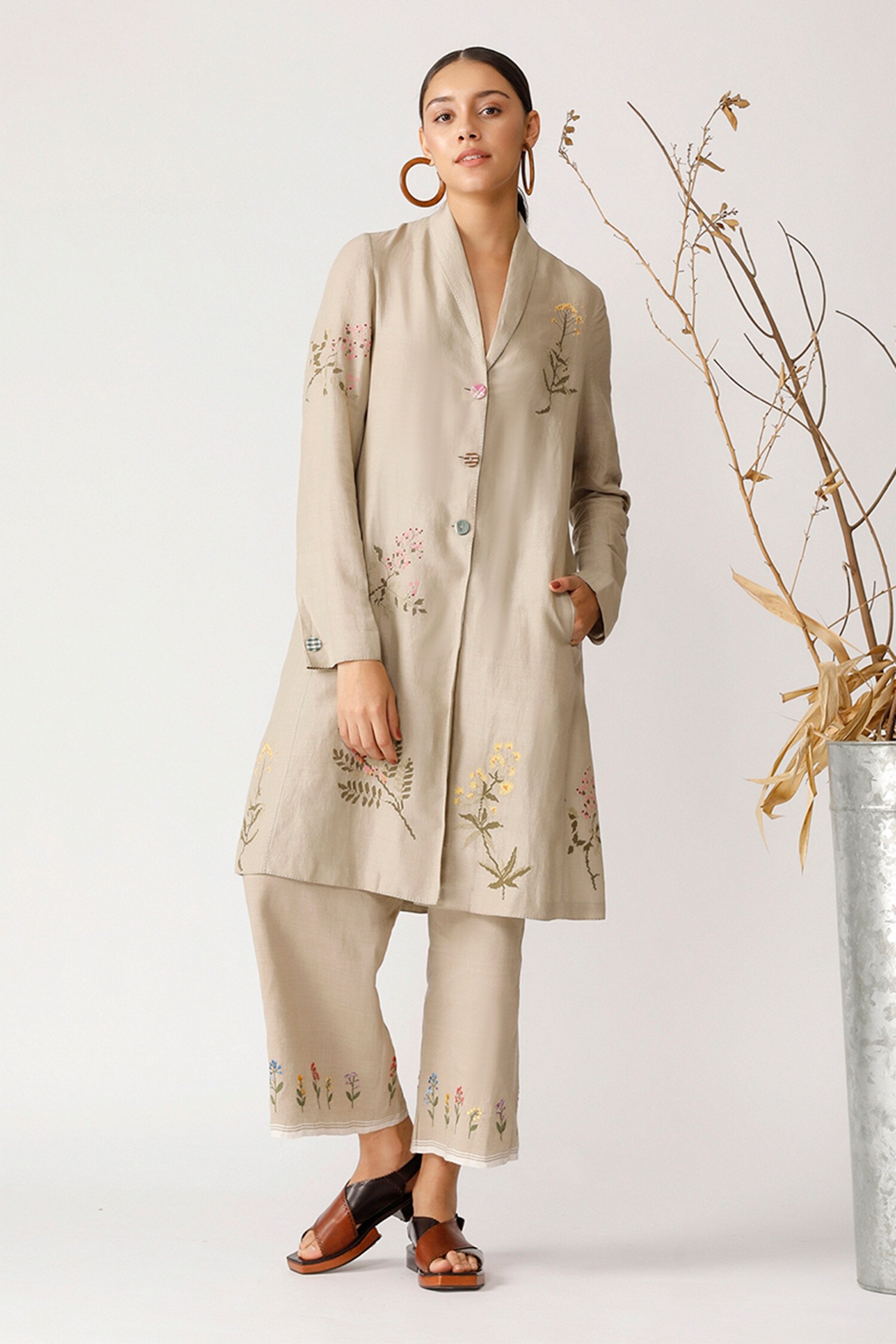 Buy Linen Embroidered Jacket by Payal Pratap at Aza Fashions