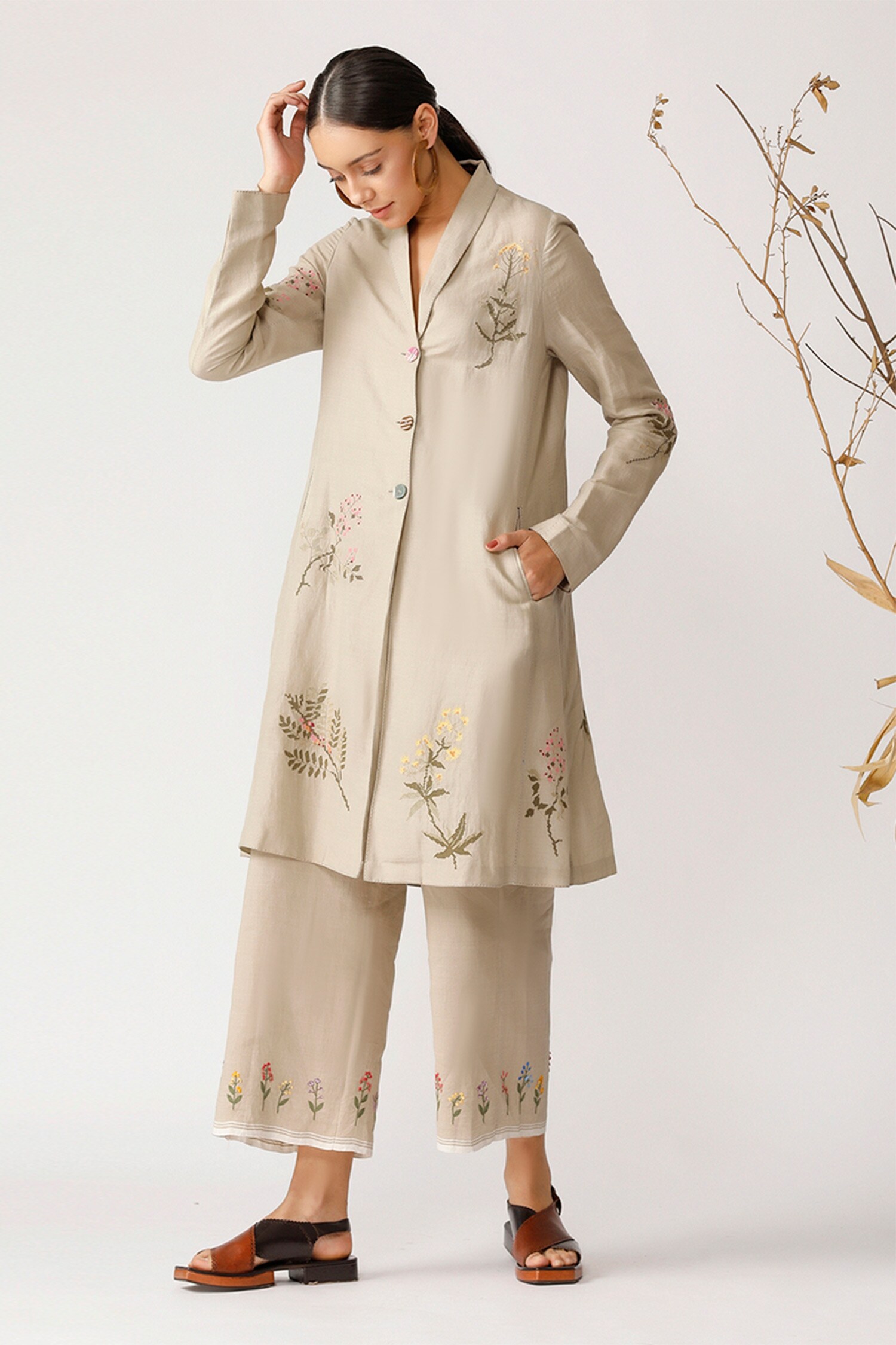 Buy Linen Embroidered Jacket by Payal Pratap at Aza Fashions