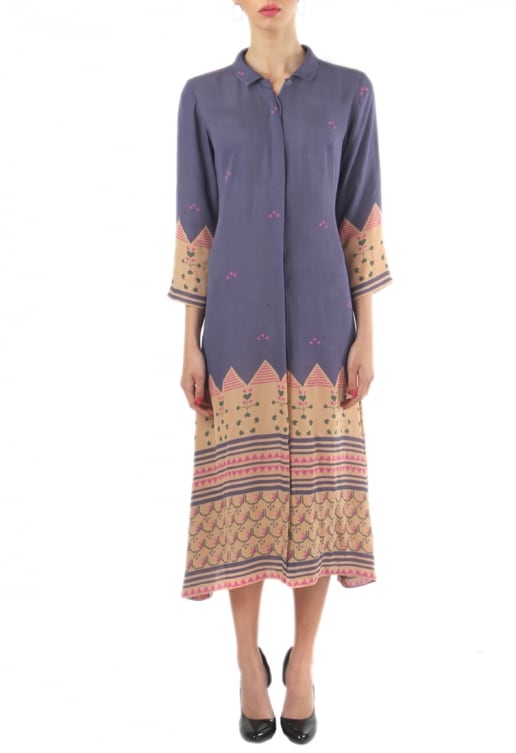 Soup by Sougat Paul Purple And Peach Printed  Shirt Dress