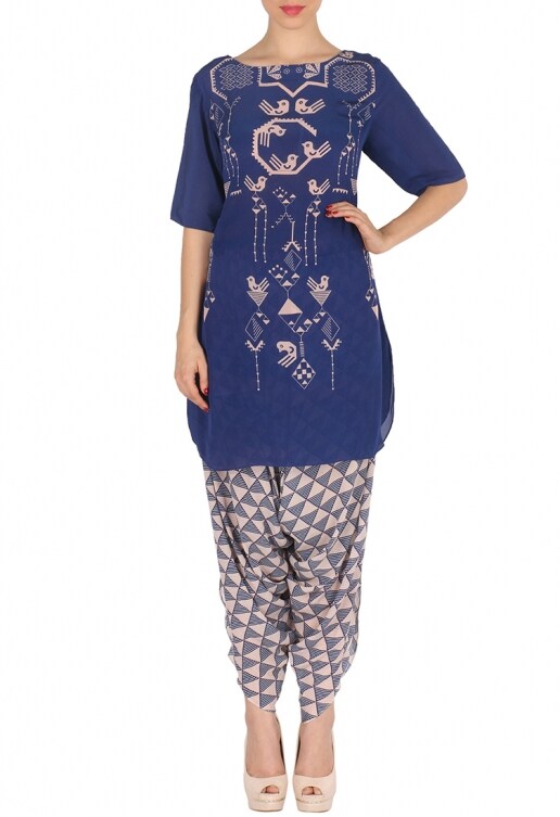 Soup by Sougat Paul Blue Printed Kurta Dhoti Pant Set For Women