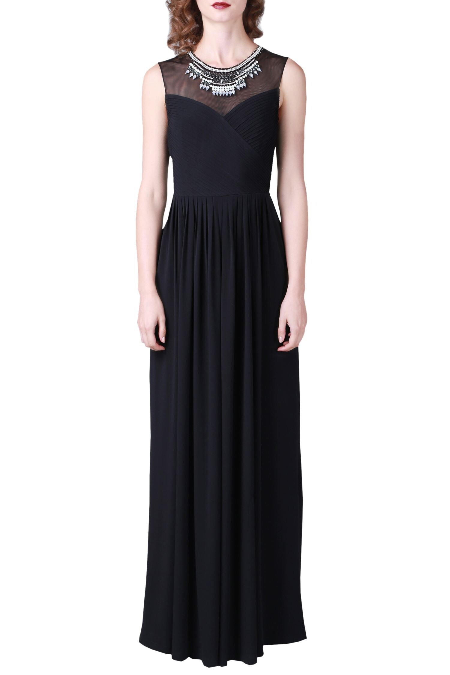 Buy Black jersey gown with embellished neckline by Ranna Gill at Aza ...