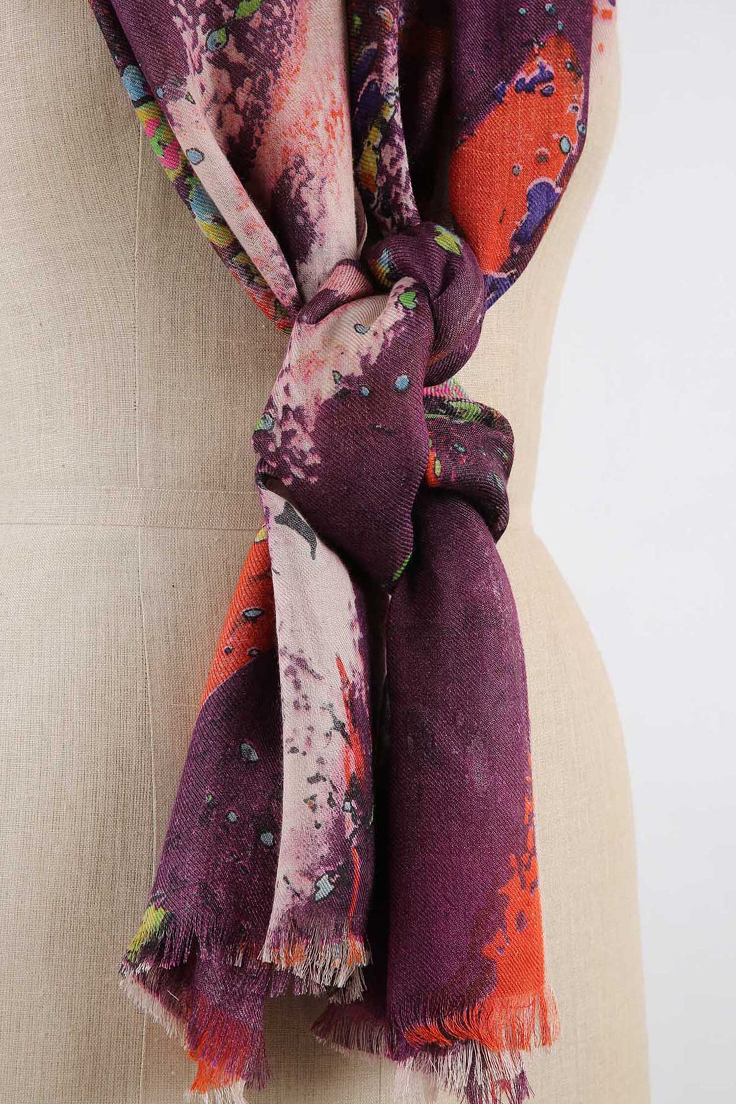 Buy Blue Printed Silk Cashmere Floral Scarf by Pashma Online at