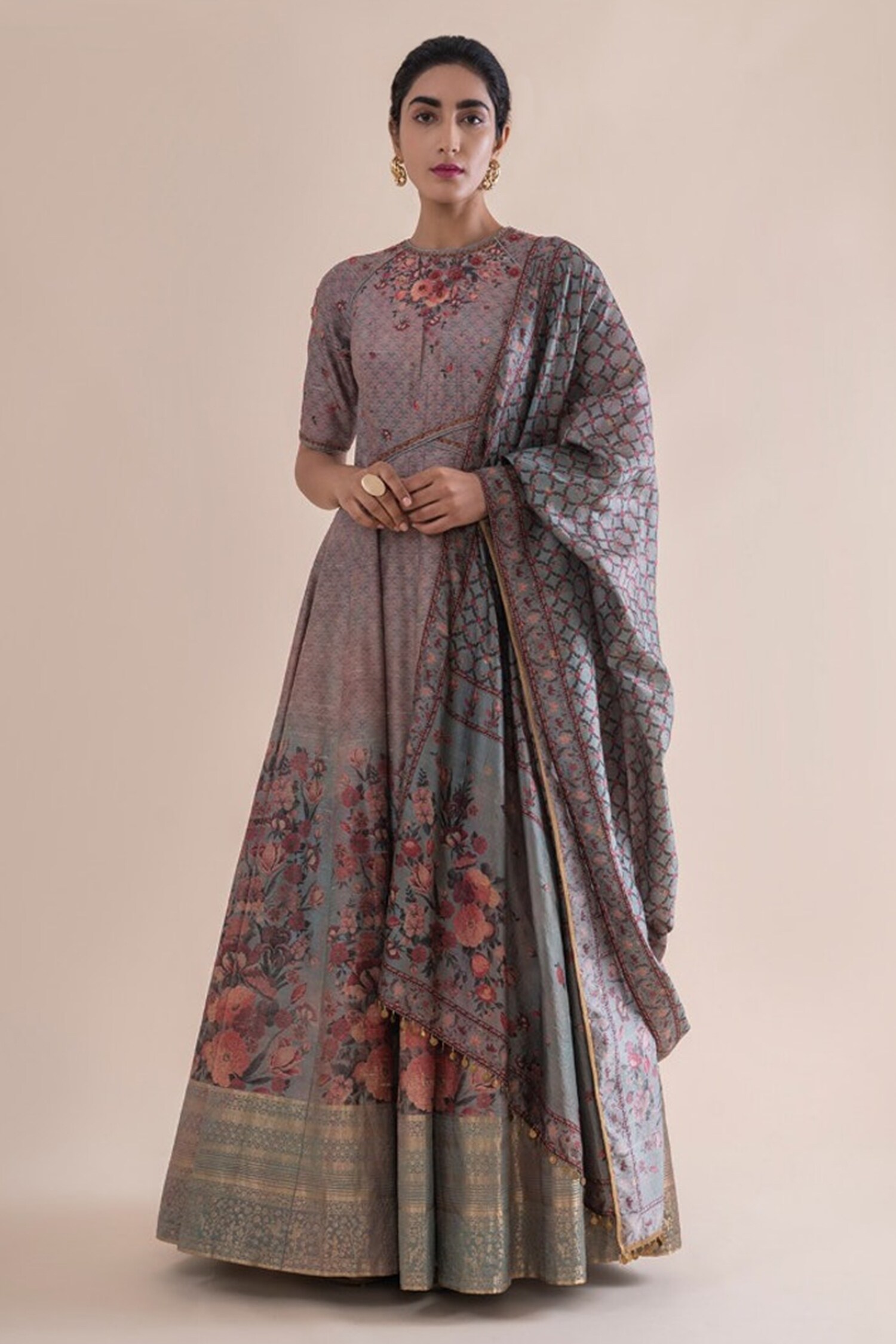 silk gown with dupatta