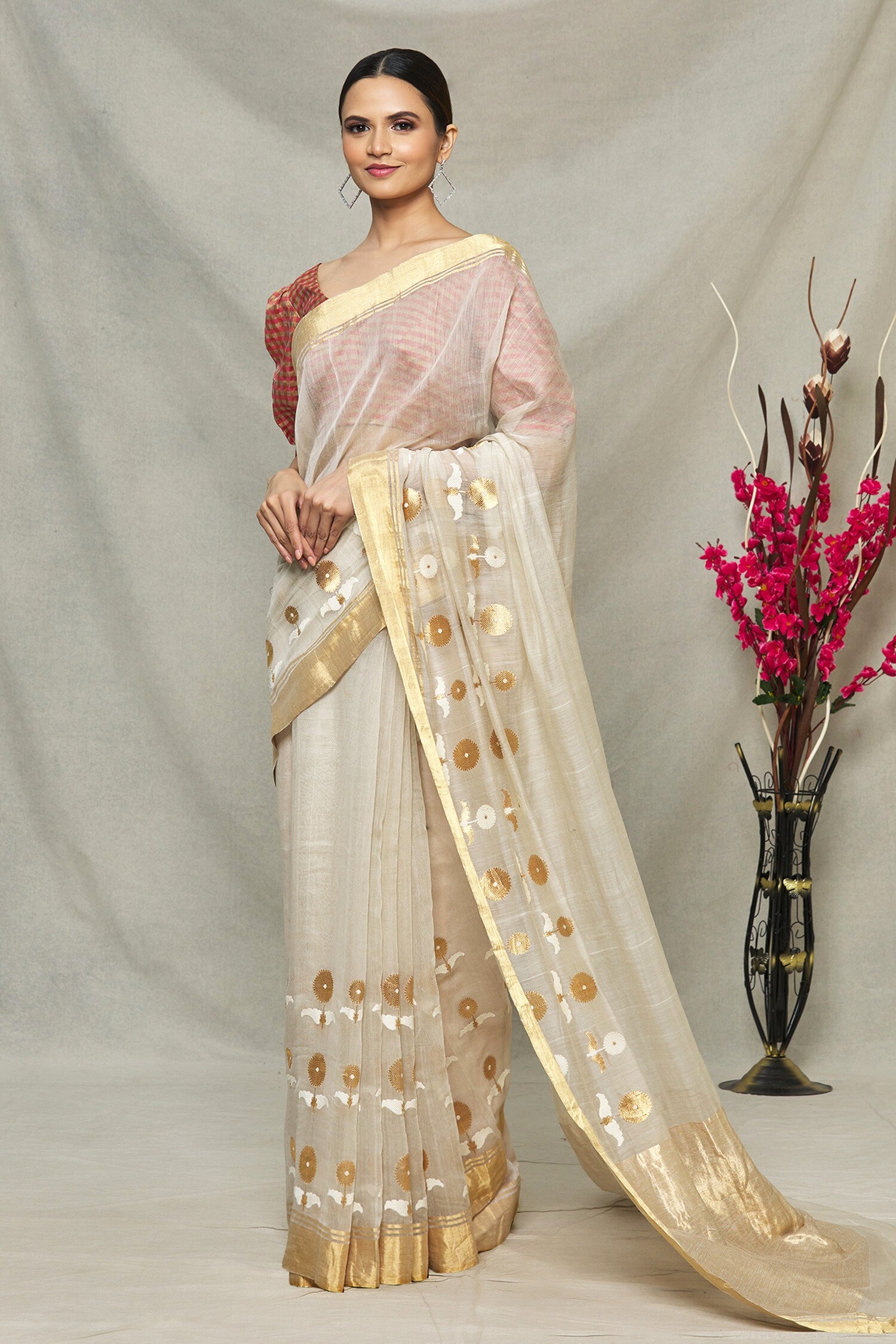 Buy Sugandha Zig Zag Pyazi Sari by Designer RAW MANGO Online at Ogaan.com