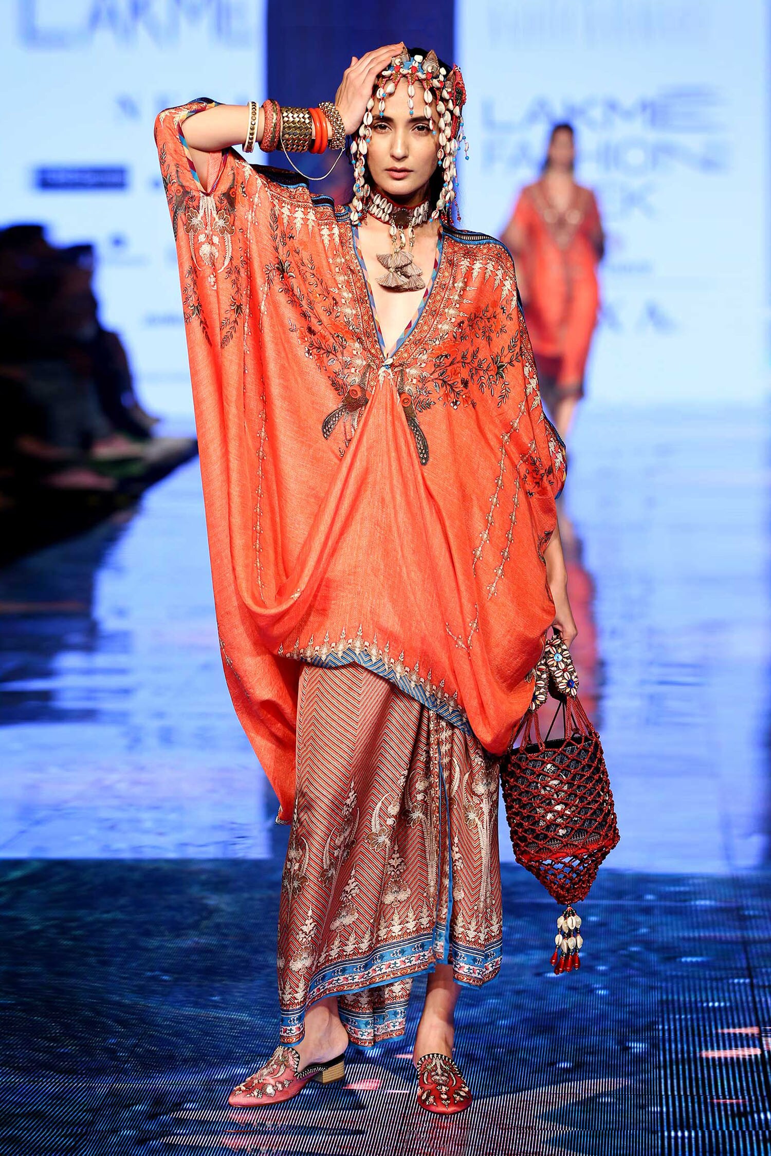 Buy Peach 100 Silk V Neck Tunic And Skirt Set For Women by Rajdeep