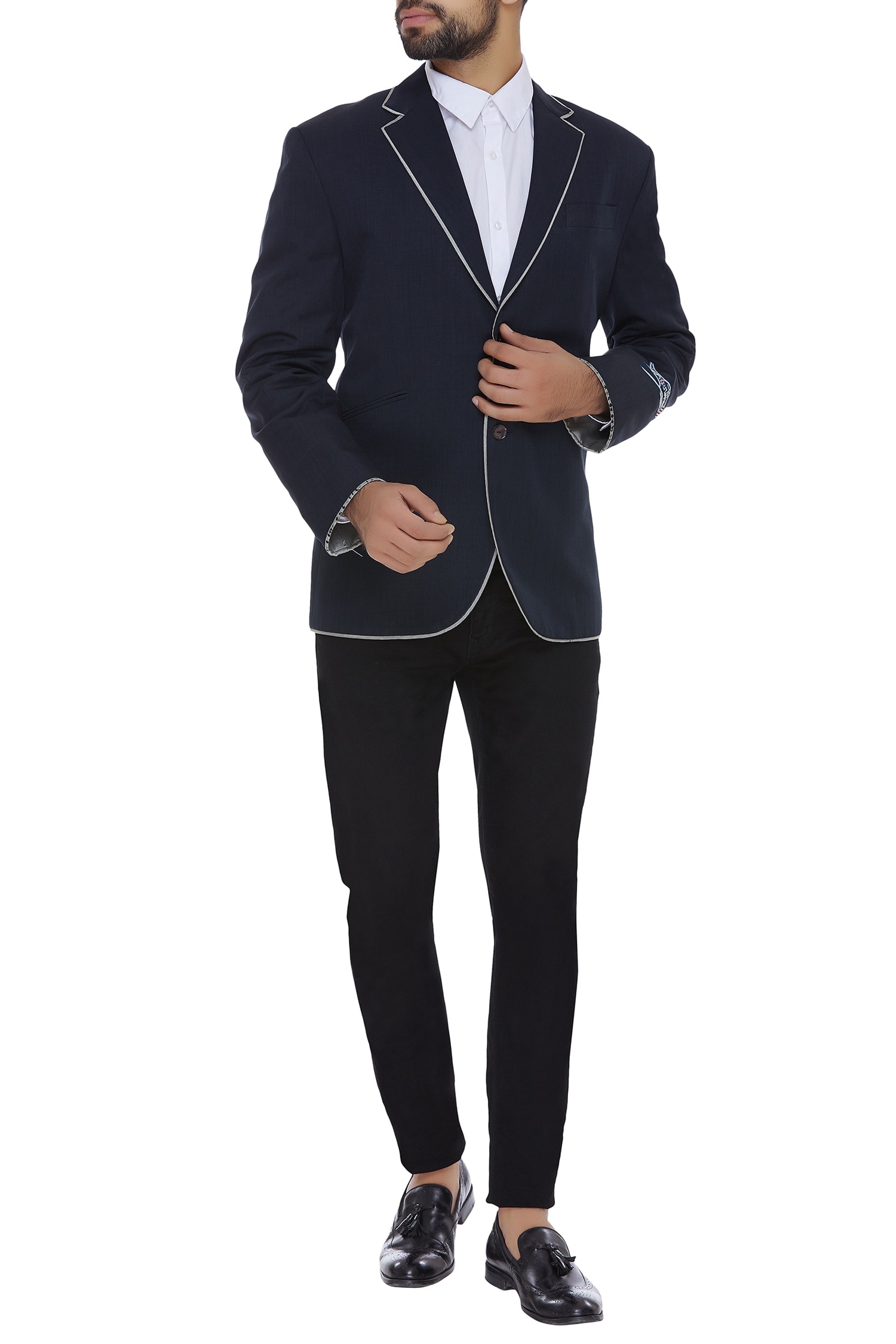 Barkha 'N' Sonzal Blue Silk Wool Blend Blazer Jacket