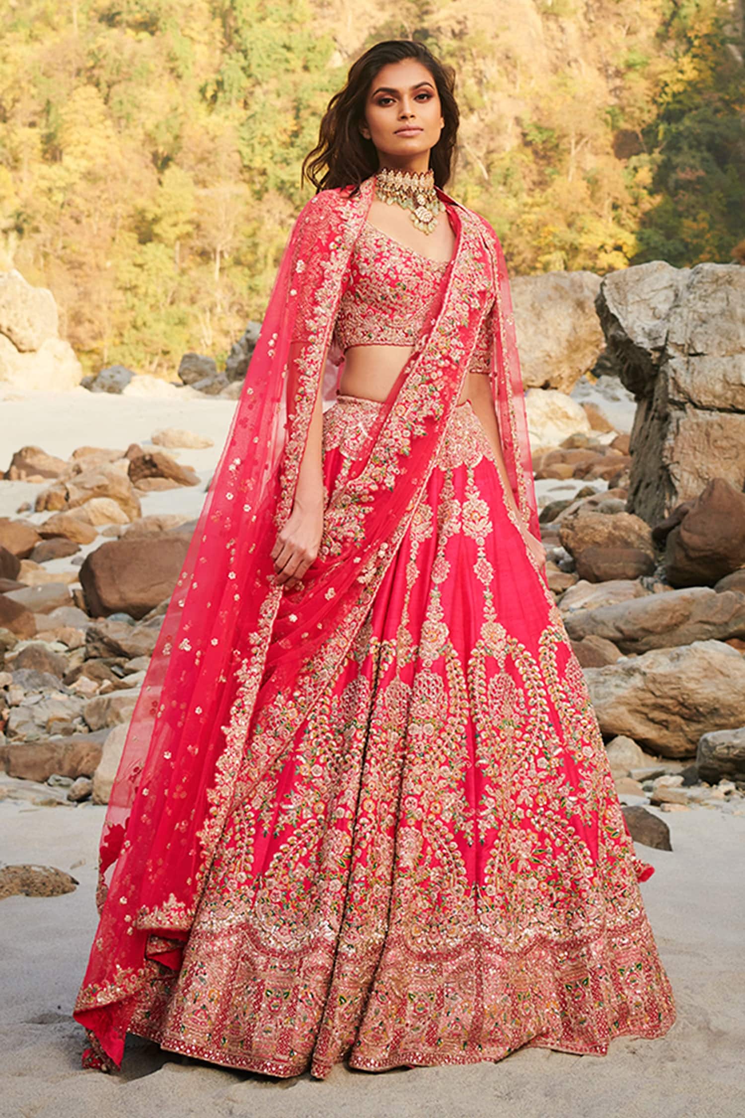 Buy Dolly J Pink Deborah Silk Lehenga Set Online | Aza Fashions