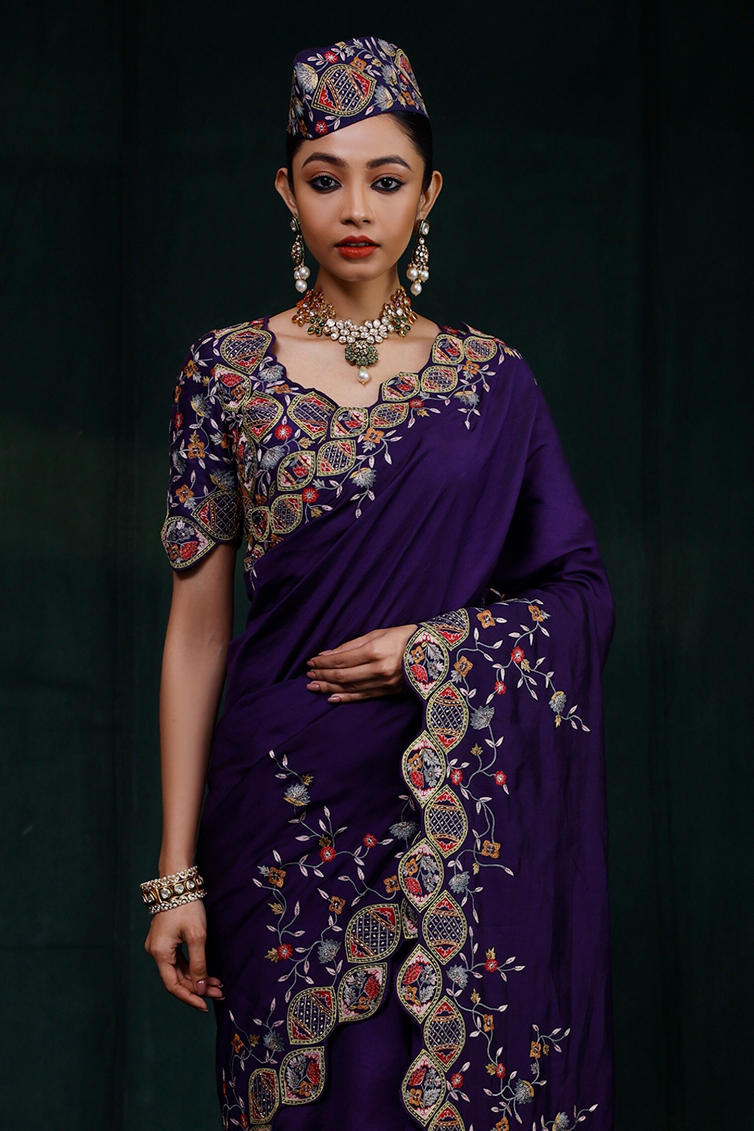 Buy Mridula Purple Saree Set by Designer ATELIER SHIKAARBAGH Online at  Ogaan.com