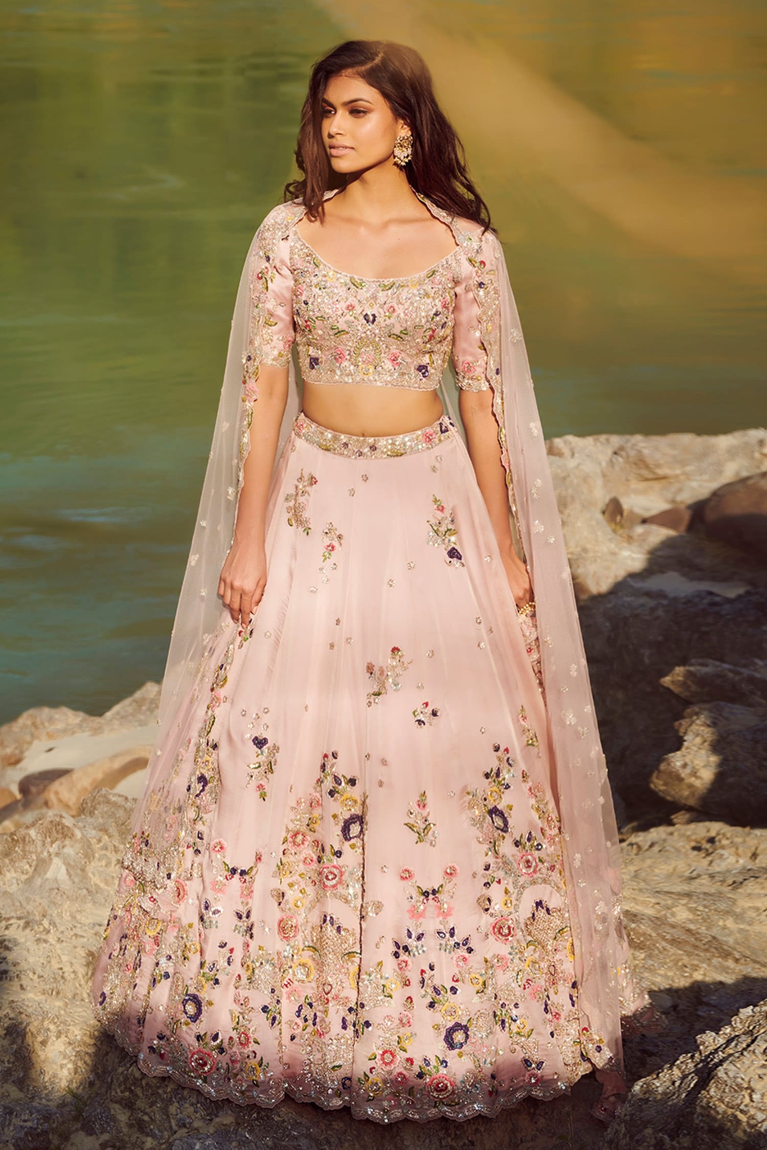 Buy Dolly J Pink Zarmine Organza Lehenga Set Online Aza Fashions