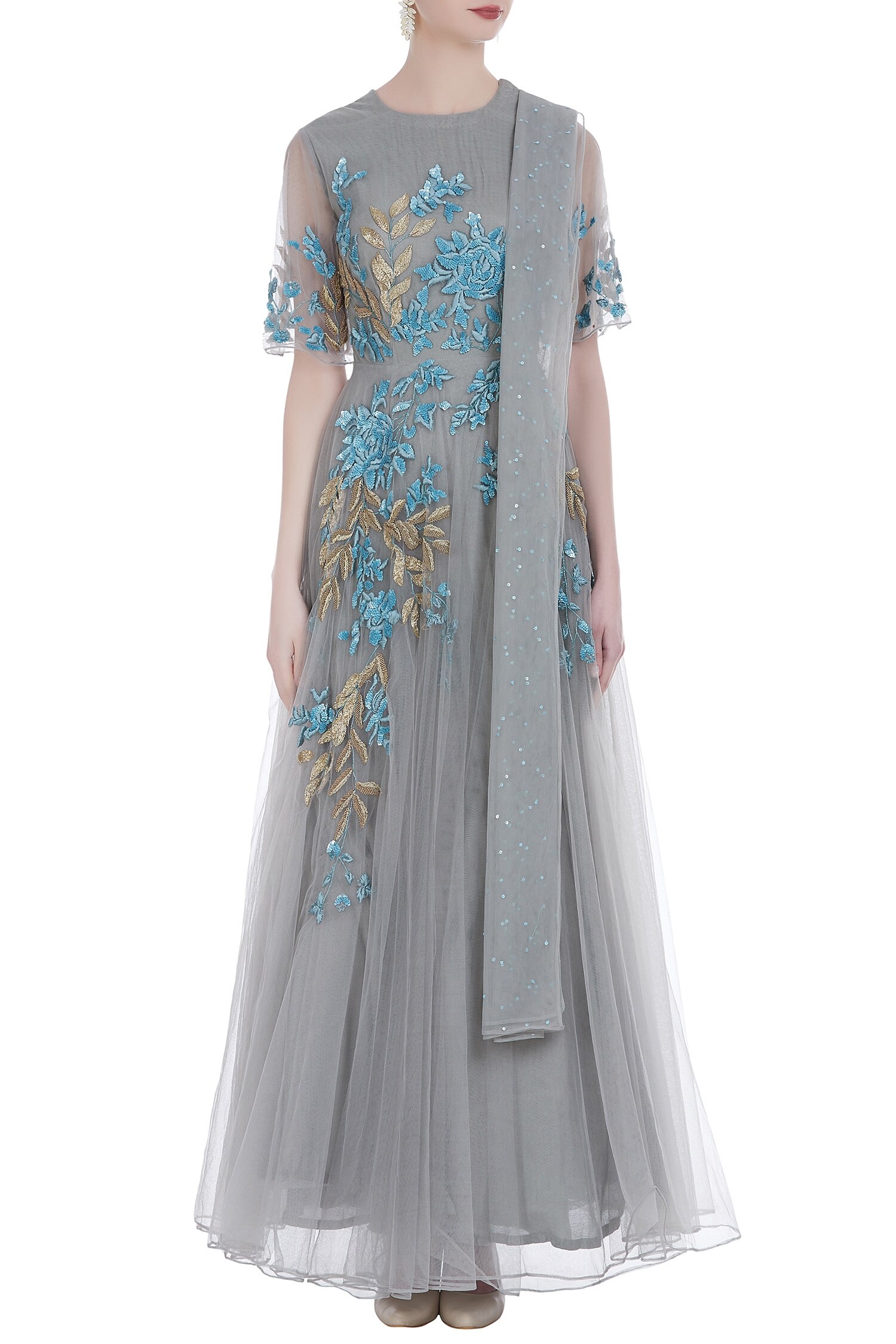 net neck design gown