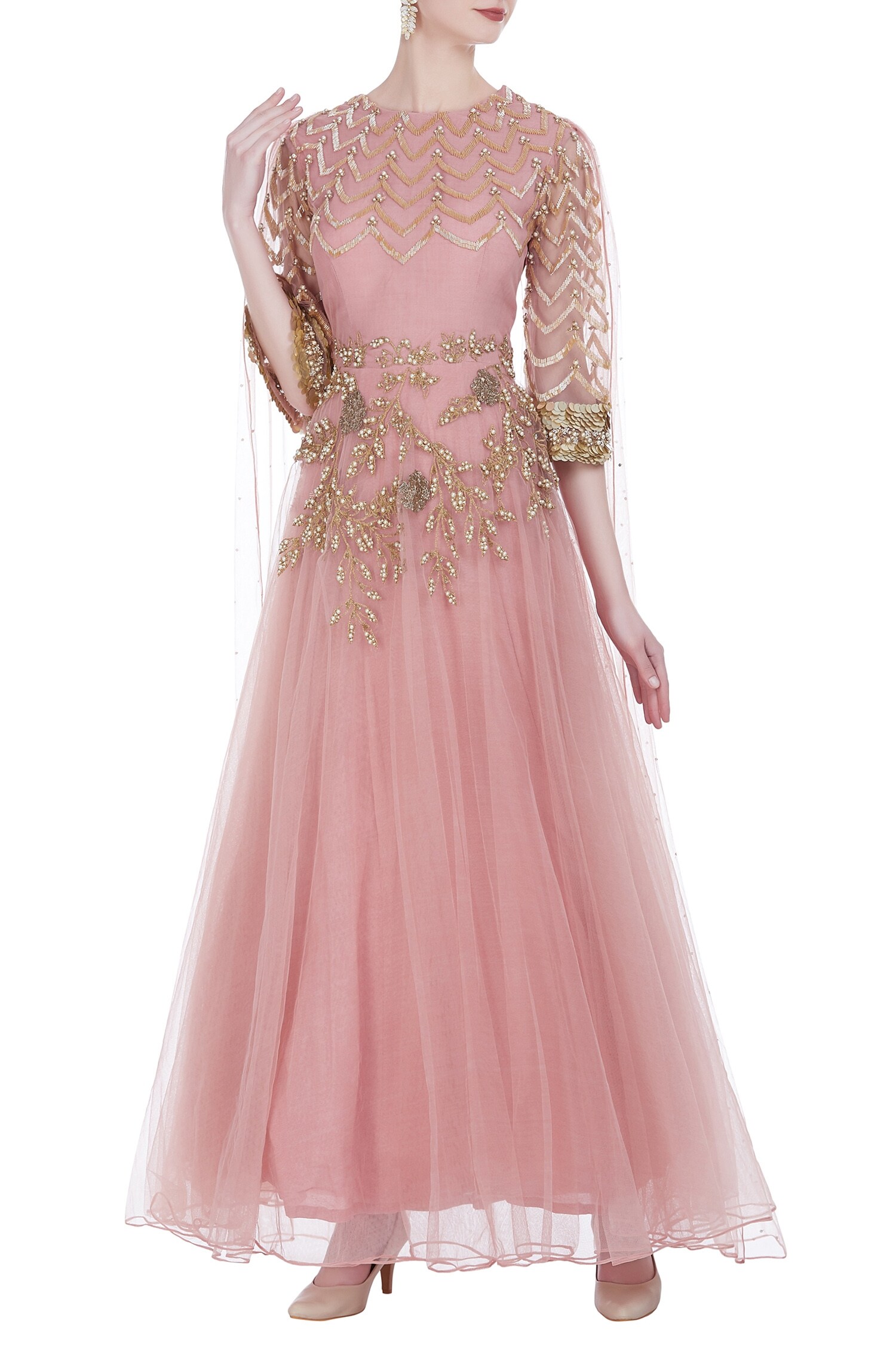 long gown with attached dupatta