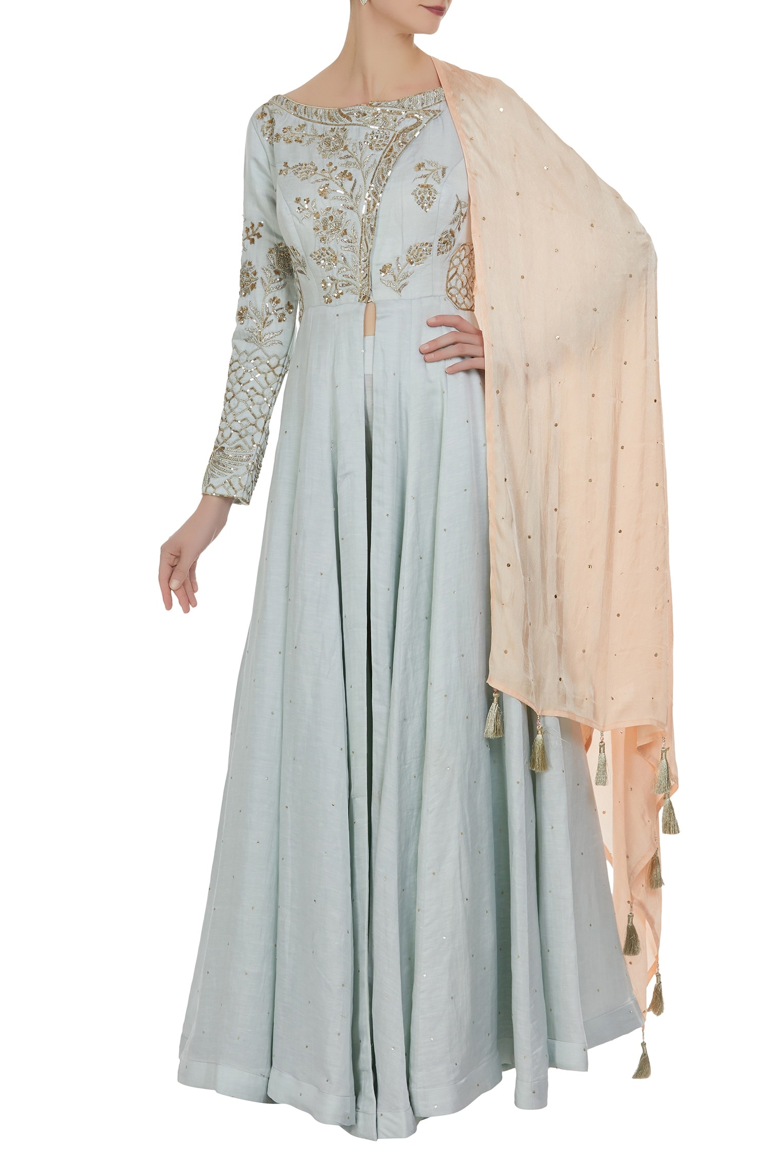 long churidar with dupatta
