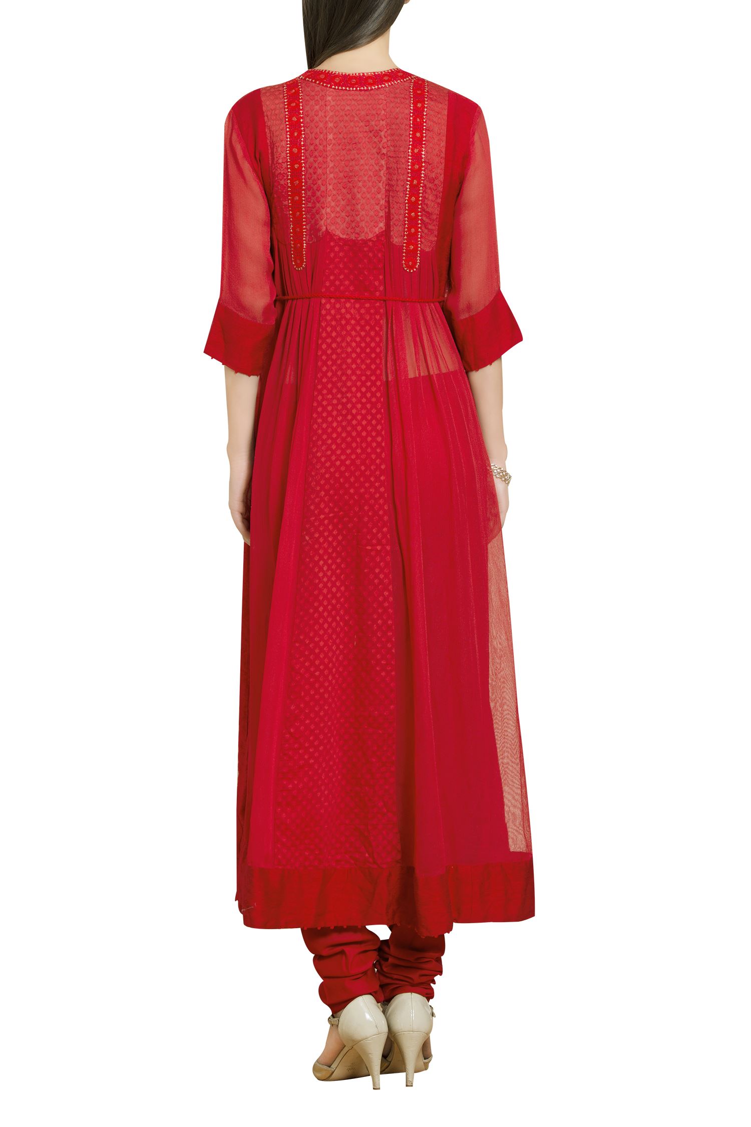 Buy Thread embroidered long kurta with inner & pants by Shyam Narayan Prasad at Aza Fashions