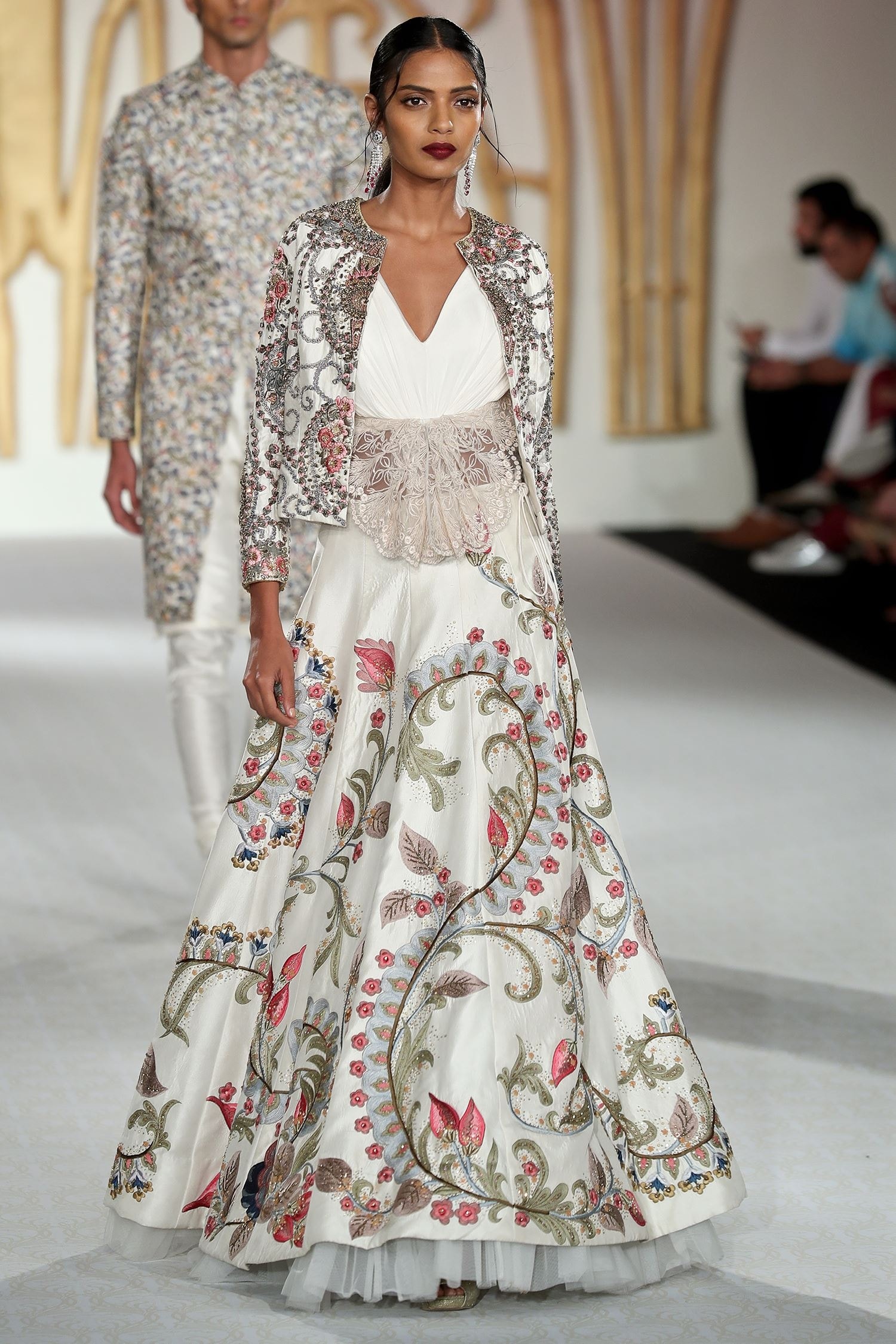 Buy Varun Bahl White Embroidered Jacket Lehenga Set Online Aza Fashions