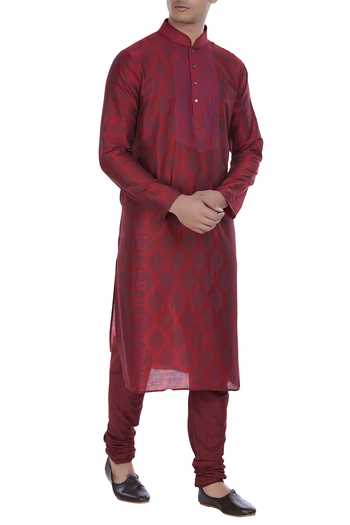 Maroon Kurta Silk Chudiddar main image 1