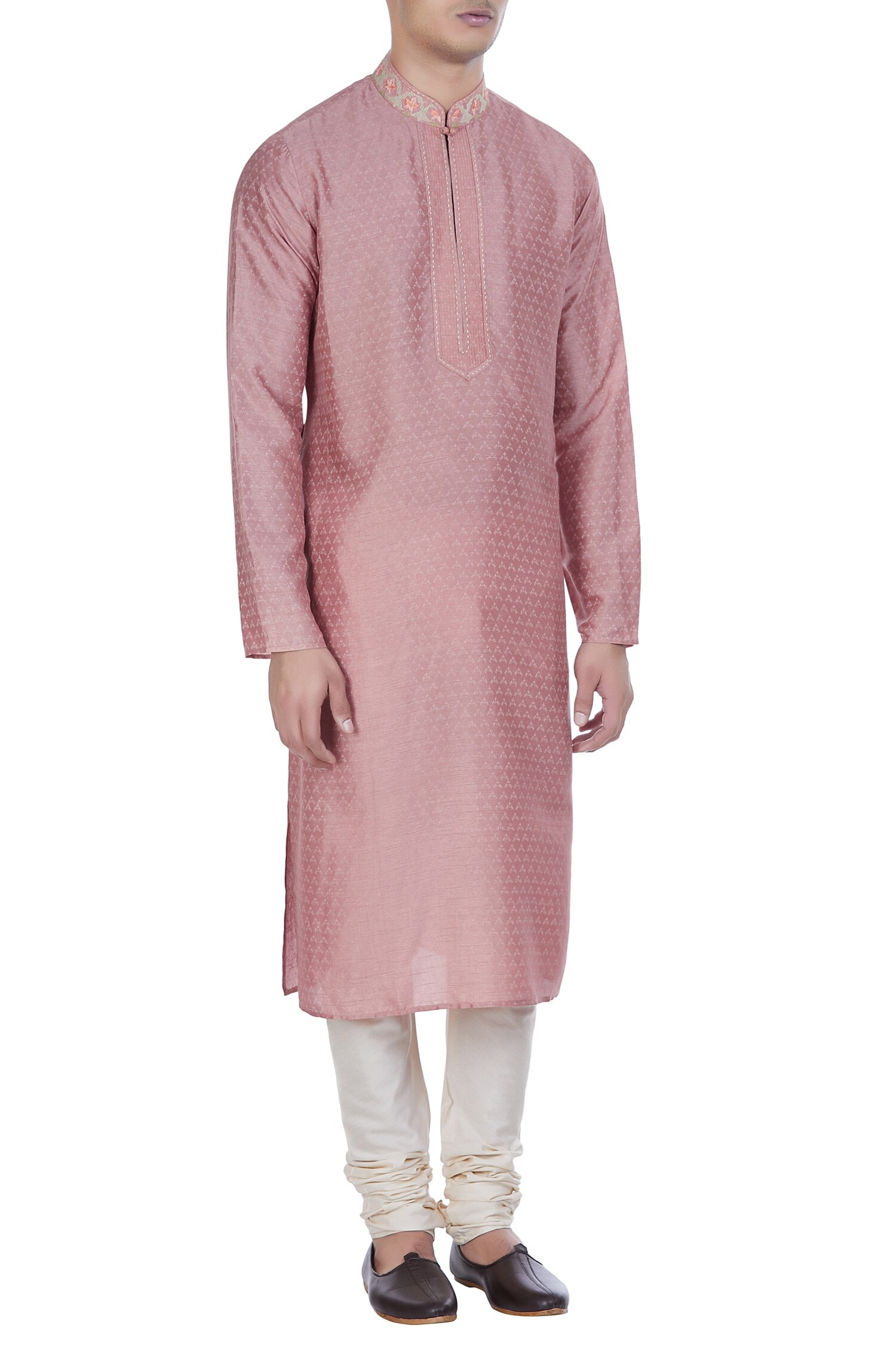 Buy Pastel colored block printed kurta by Krishna Mehta Men at Aza Fashions